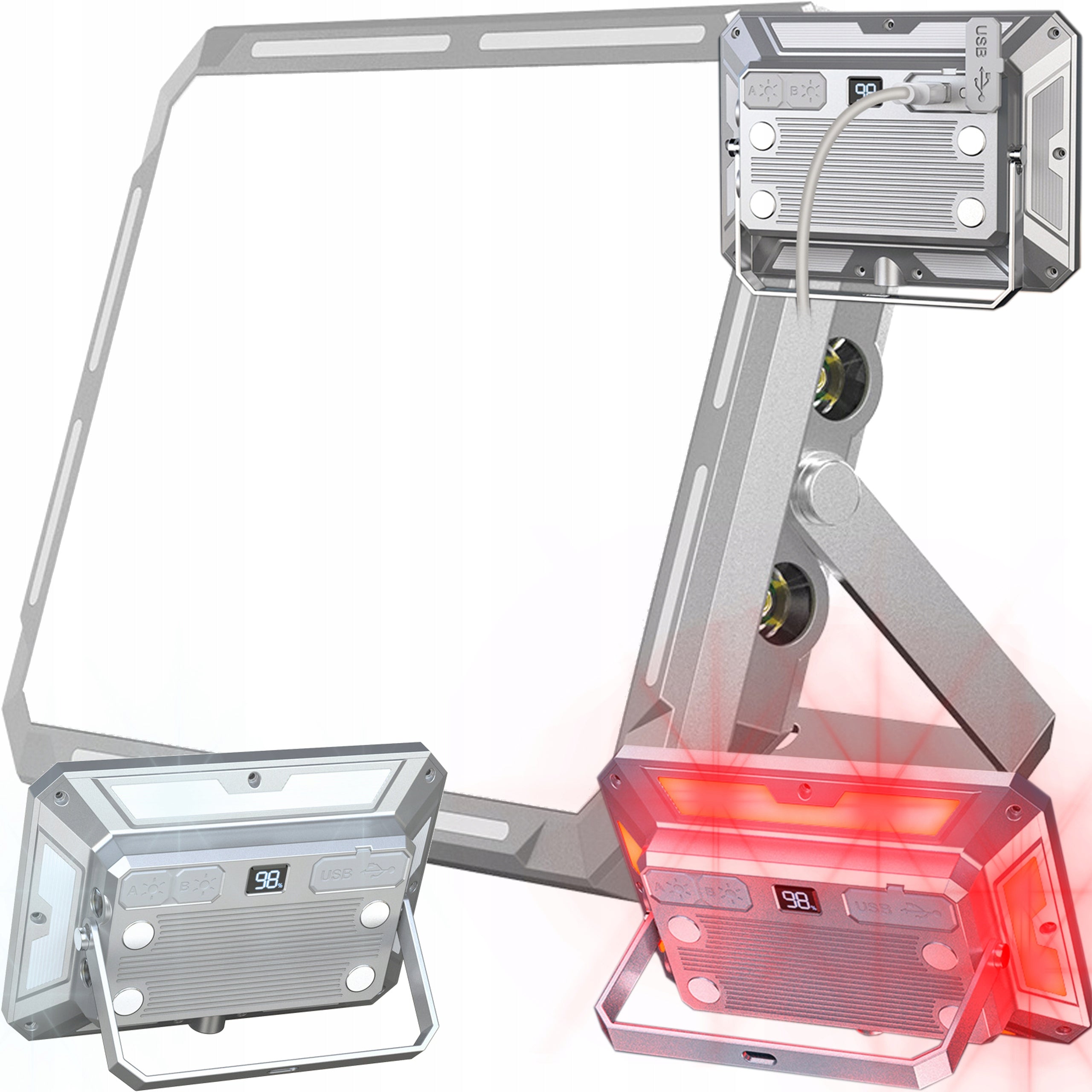 LED WORKSHOP LAMP CORDLESS POWERBANK FLASHLIGHT STRONG MAGNET KICKSTAND