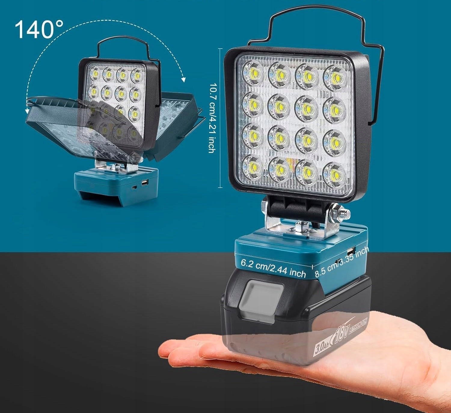 LED Workshop Lamp for Makita 18 V 4800 lm 48 W Working USB C Rechargeable Brand no brand