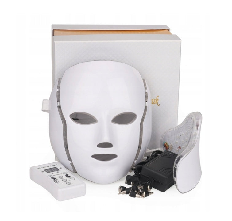 LED face and neck mask electrostimulation