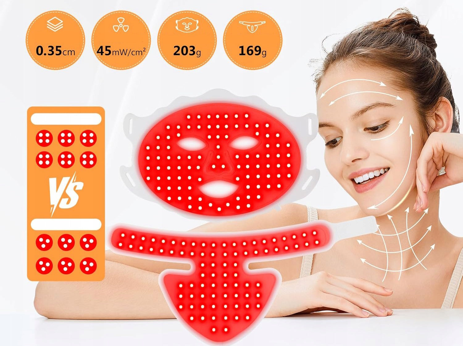LED face mask phototherapy 7 colors for neck anti aging Medical device no