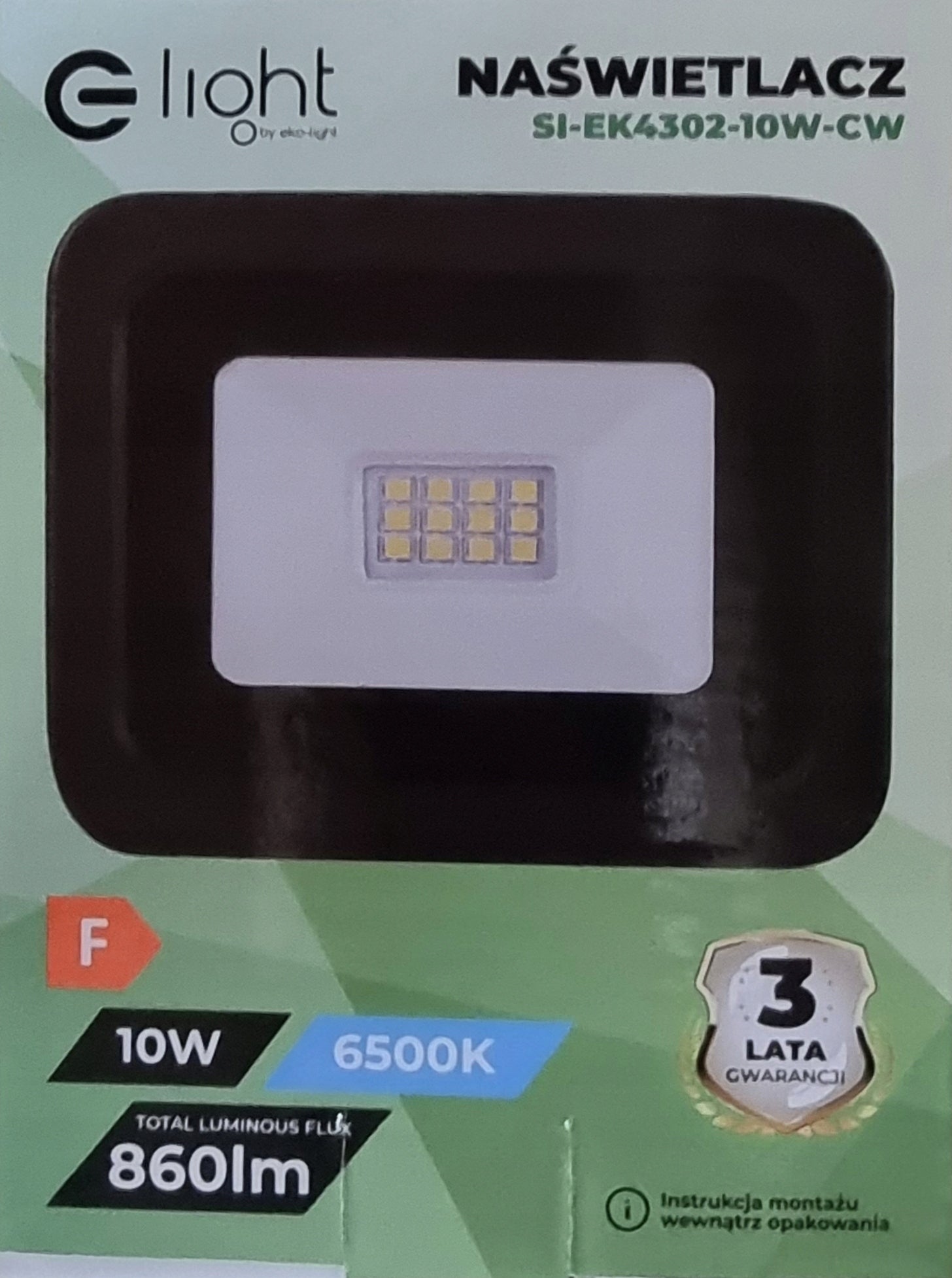 LED floodlight 10W 6500K 860LM BLACK Manufacturer code SI-EK4302-10W-CW