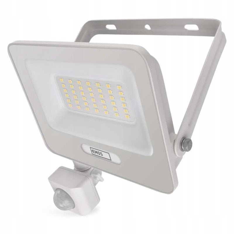 LED floodlight GLARO PIR 30 W, white, IP54, 3000 lm, neutral white EMOS