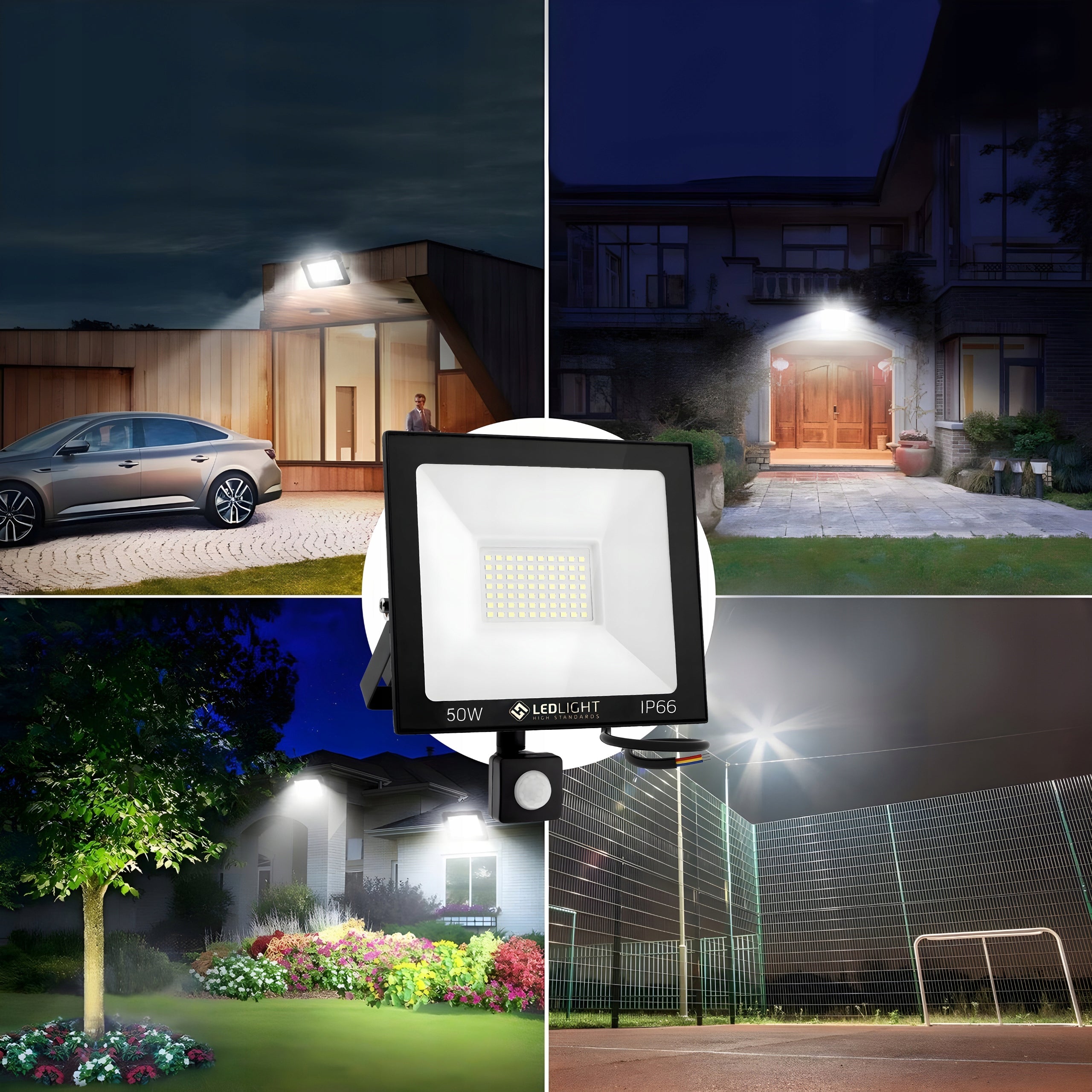 LED floodlight black 50 W with motion sensor IP66 6500 K Manufacturer code HALOGEN LED 50W CZUJNIKIEM NAŚWIETLACZ LAMPA