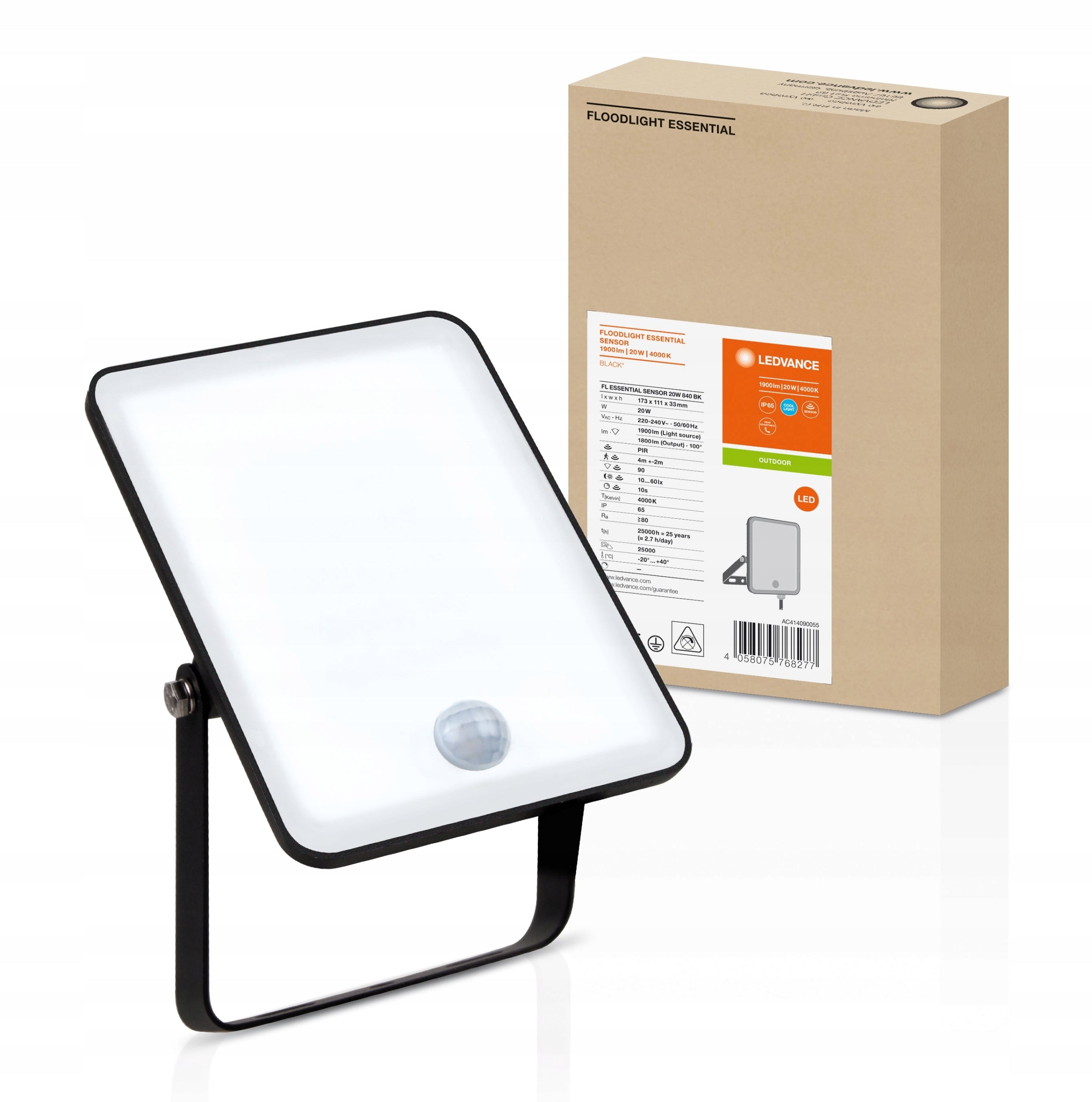 LED floodlight lamp 20W 4000K sensor 1800lm