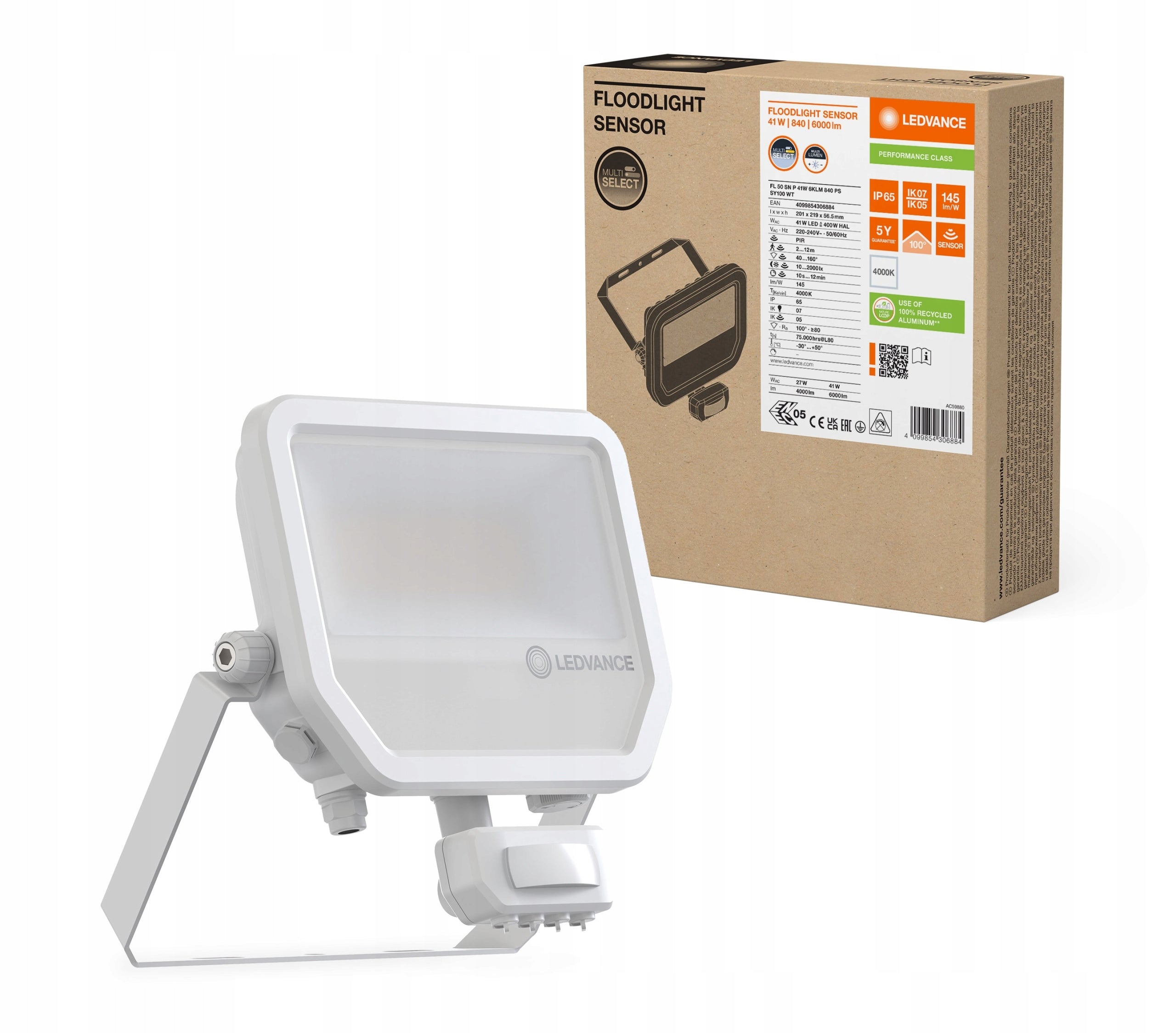LED floodlight with sensor 27W/41W b.neutral 4000K 6000lm/4000lm Flood Brand Ledvance
