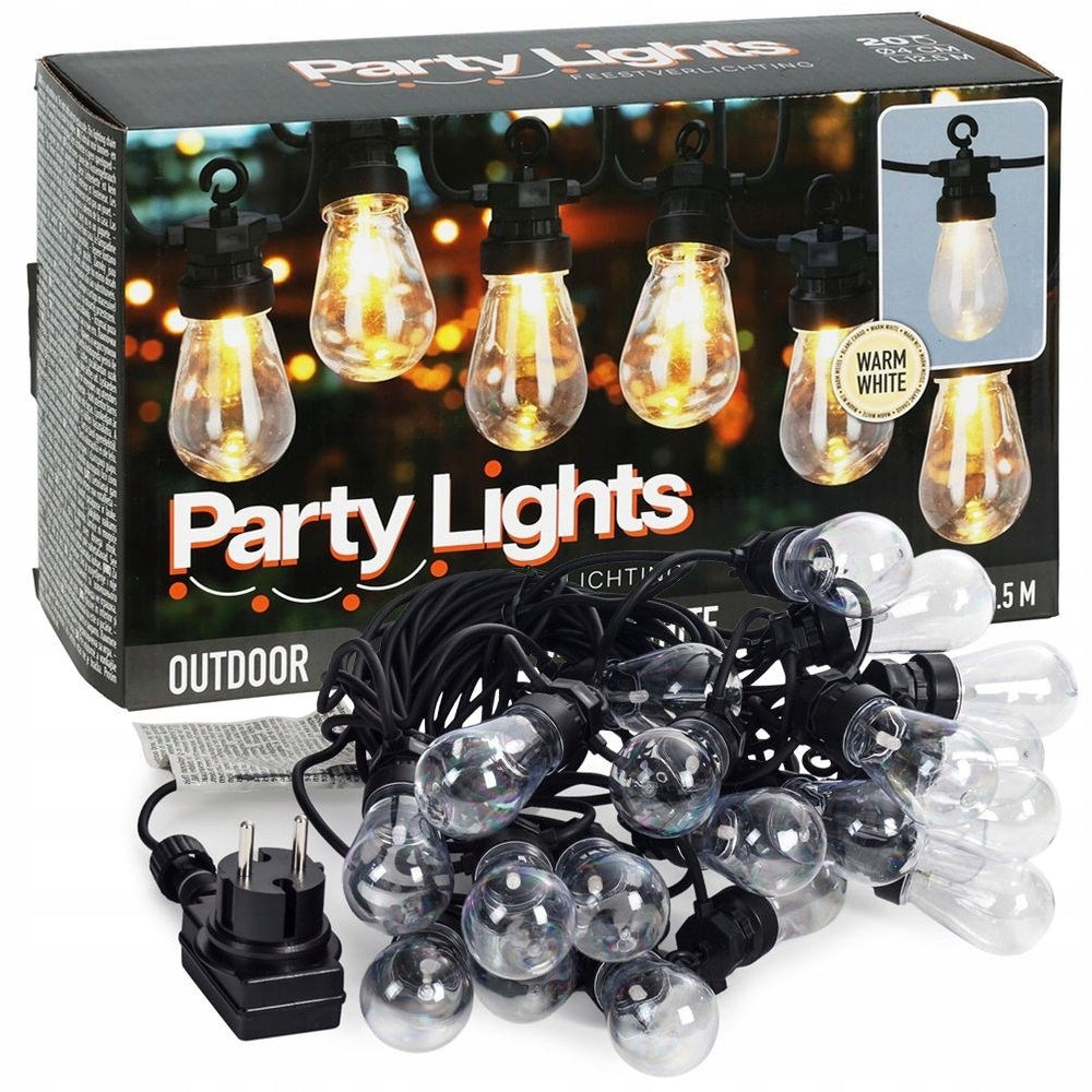 LED garden garland 12,5 m 20 bulbs IP44 black
