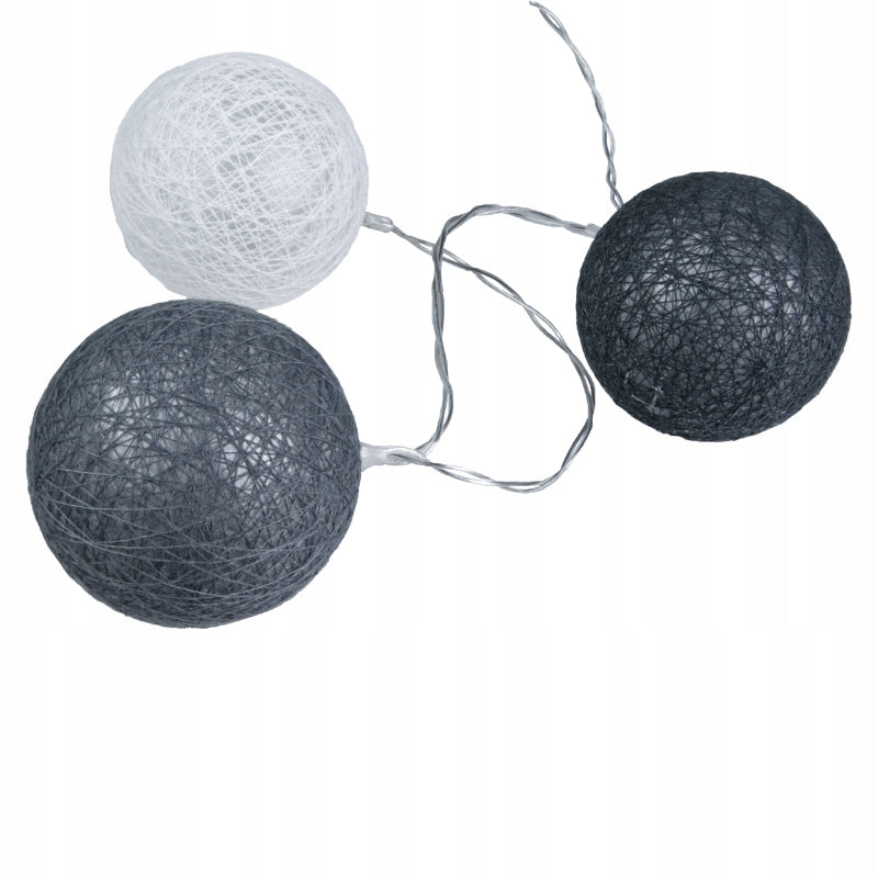 LED garland white-gray Balls 2xAA 1.5 m 12 PCS.