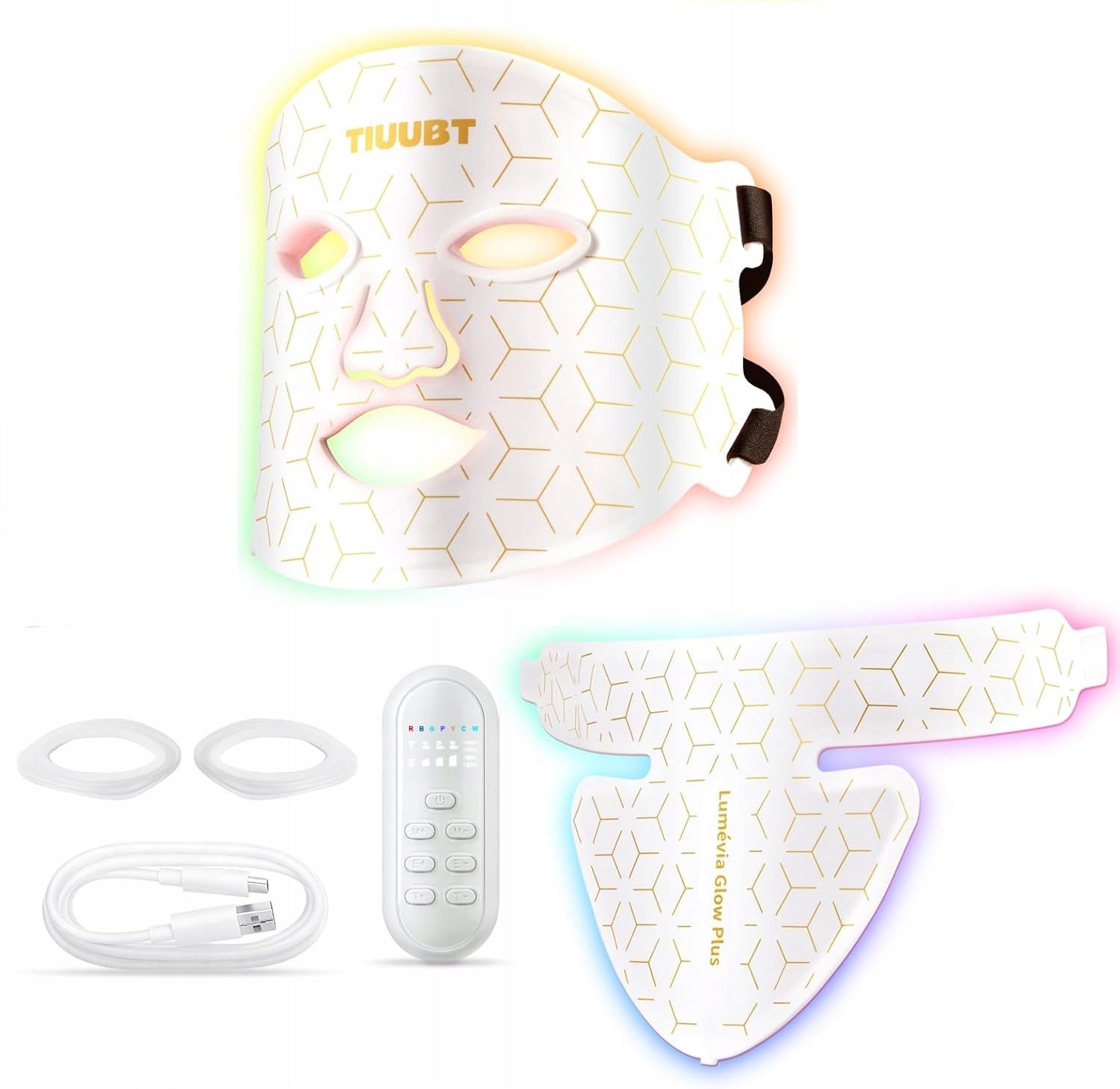 LED mask TIUUBT Lumévia Glow Plus face neck 7 colors silicone pink