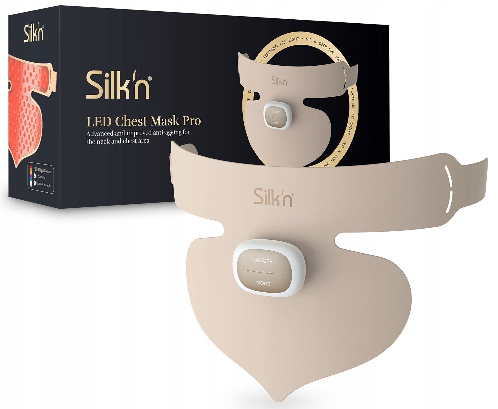 LED mask for neck and neckline SILK'N Chest Mask Pro Power supply rechargeable battery