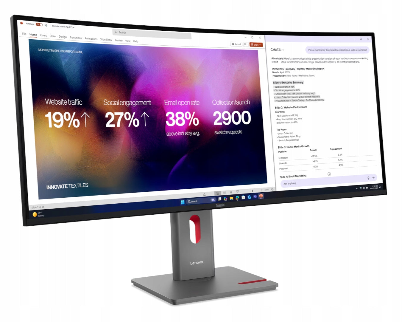 LED monitor Lenovo ThinkVision P40WD-40 39,7" 5120 x 2160 px IPS / PLS Brand Lenovo