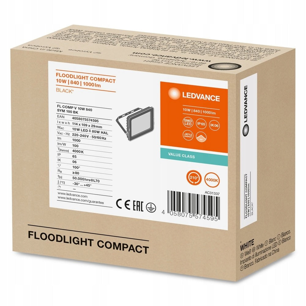 LED projector FLOOD COMPACT V 10W 840 SYM 100 BK 4058075574595