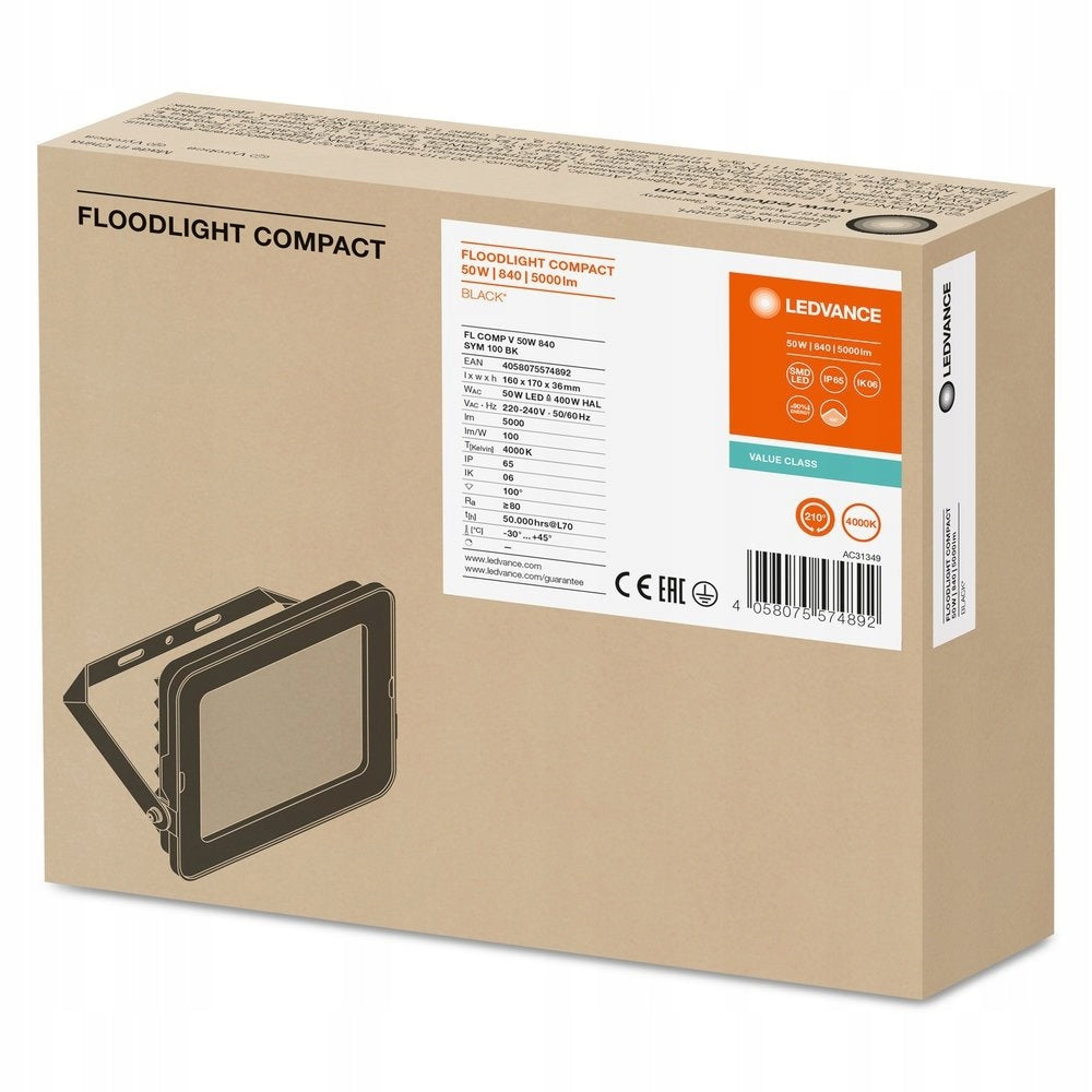 LED projector FLOOD COMPACT V 50W 840 SYM 100 BK 4058075574892
