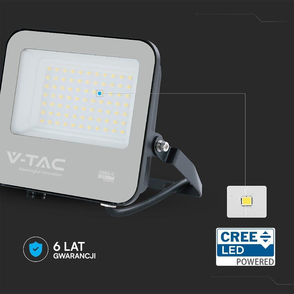 LED projector V-TAC CREE CHIP 50W 135lm/W black housing IP65 VT-4455 6500K Packaging status original