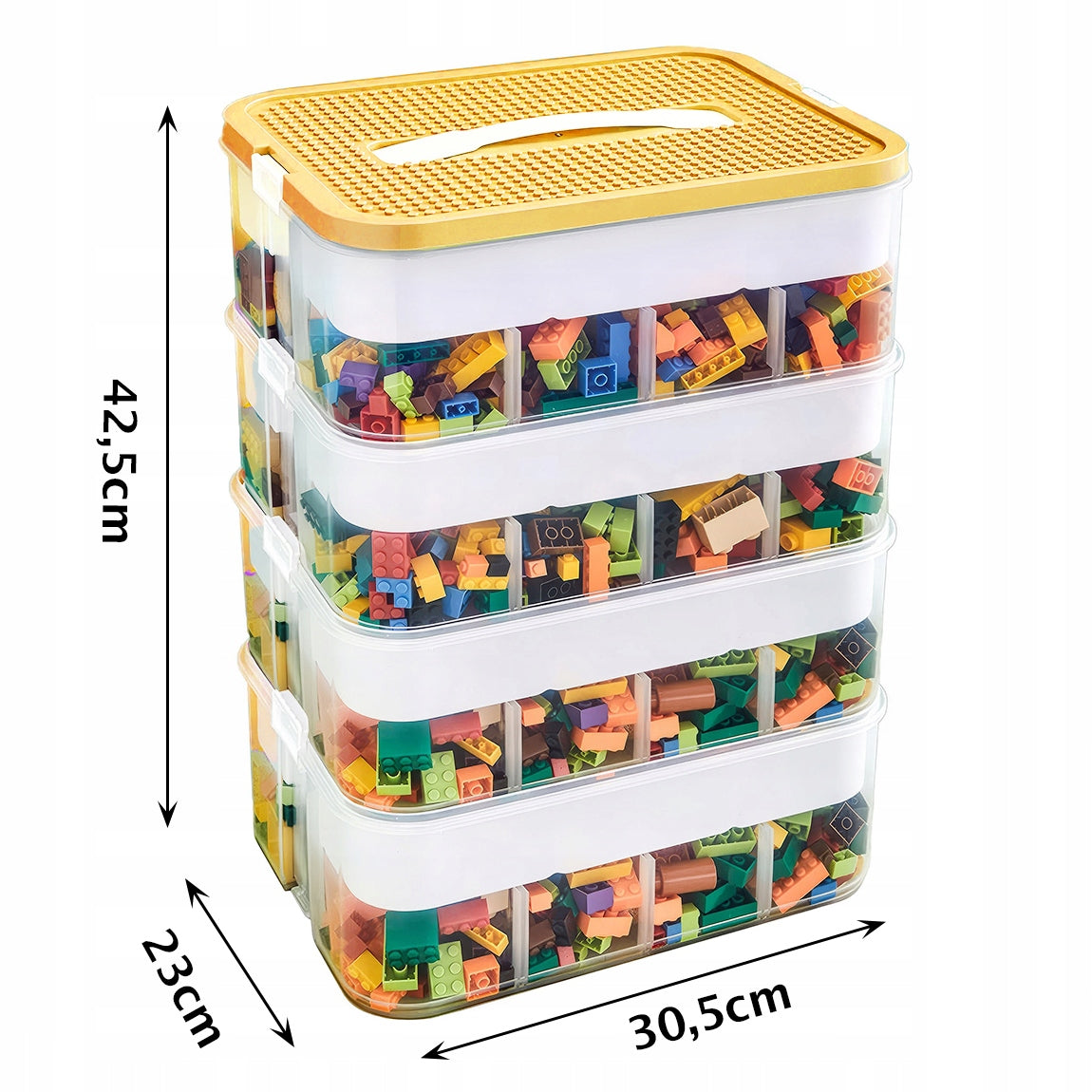 LEGO 4-STOREY LAYERED BRICK CONTAINER WITH COMPARTMENTS 28 L YELLOW Packaging status original