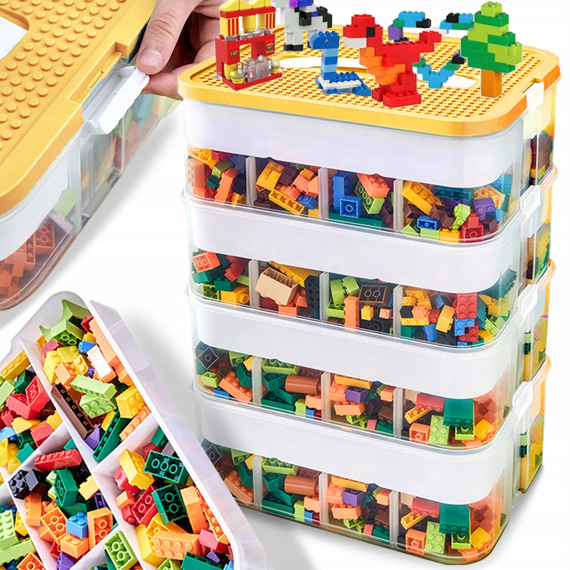 LEGO 4-STOREY LAYERED BRICK CONTAINER WITH COMPARTMENTS 28 L YELLOW