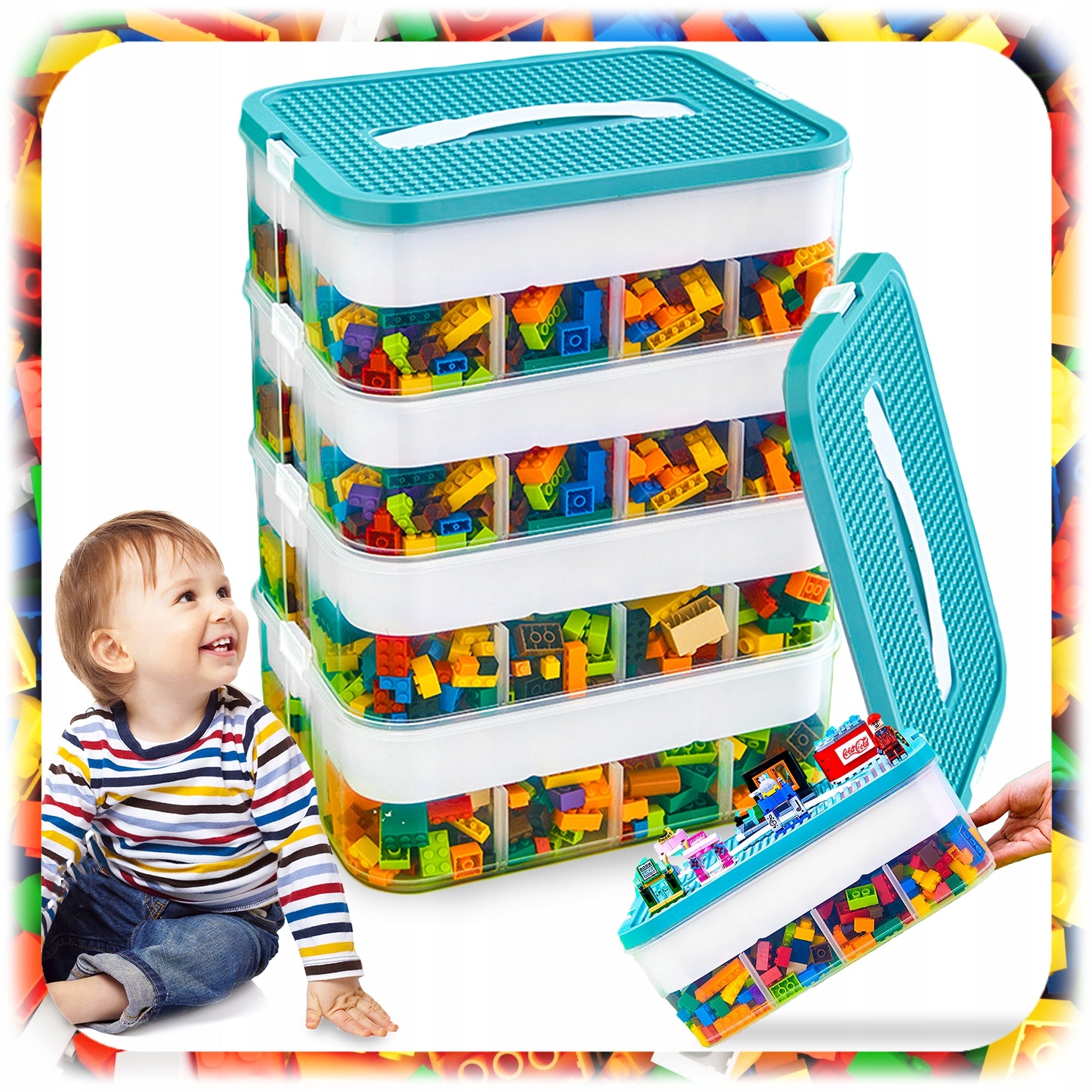 LEGO 4-STOREY Layer Plastic Block Container with 24 L Compartments Packaging status original