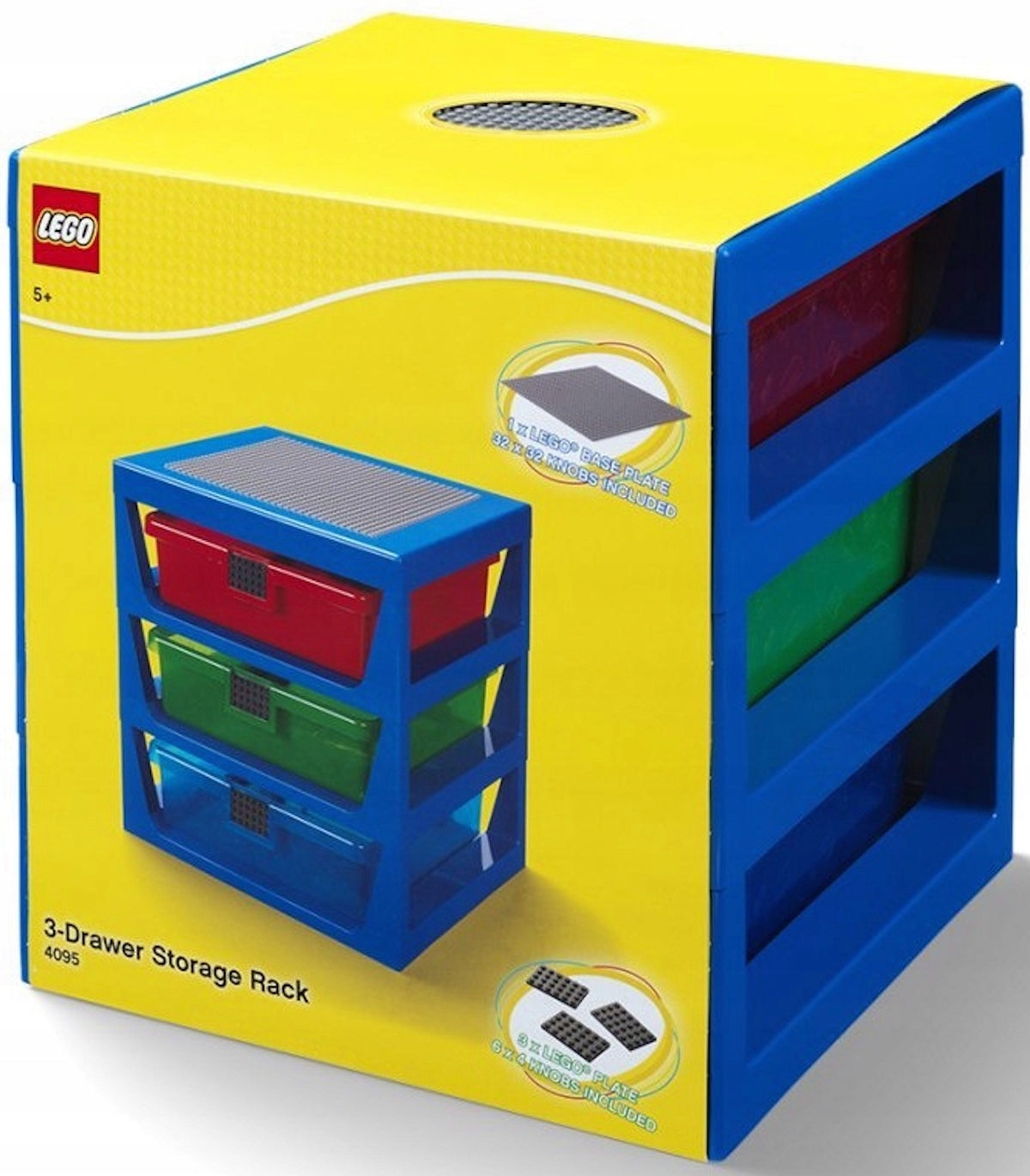 LEGO Bookcase Container Sorter with 3 drawers and construction plate Blue Brand LEGO