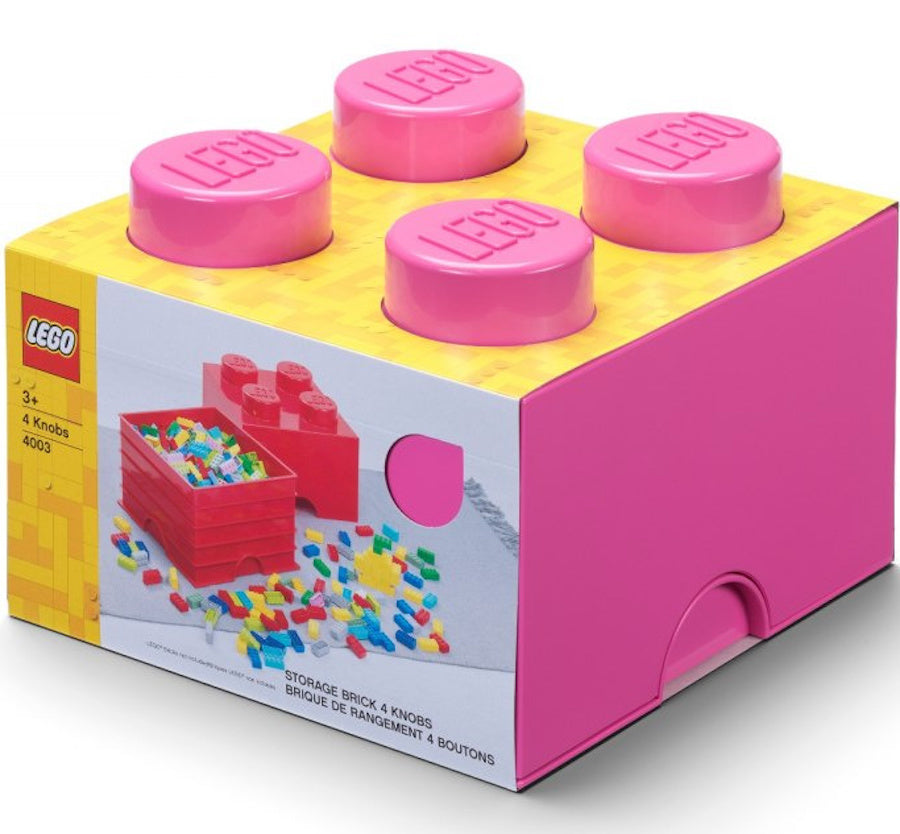 LEGO CONTAINER BLOCK 4 CONTAINER 2x2 BRICK 25 CM BOX SORTER PINK Packaging status original