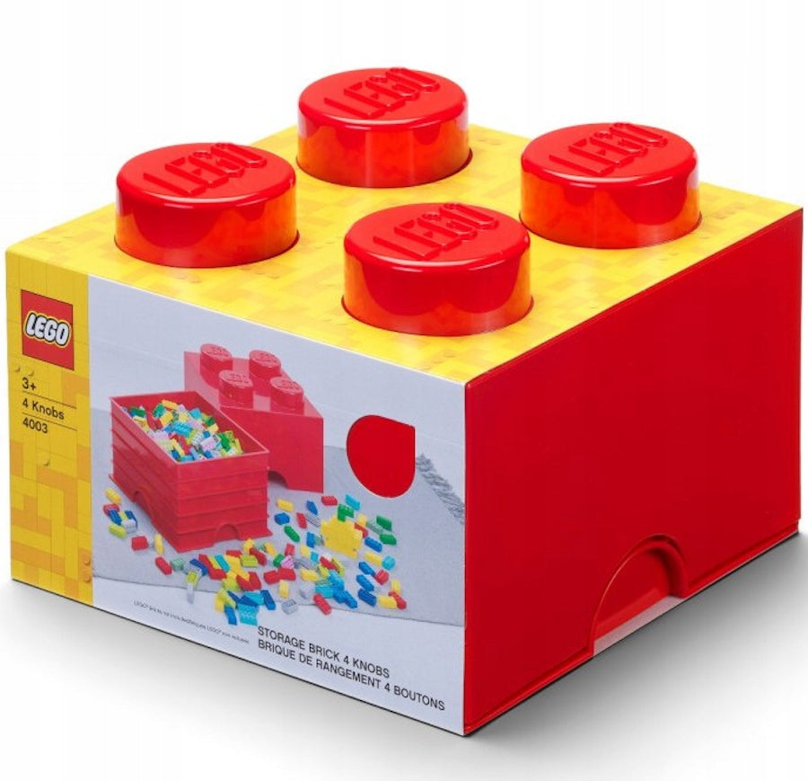 LEGO CONTAINER BLOCK 4 CONTAINER 2x2 BRICK 25 CM BOX SORTER RED Packaging status original