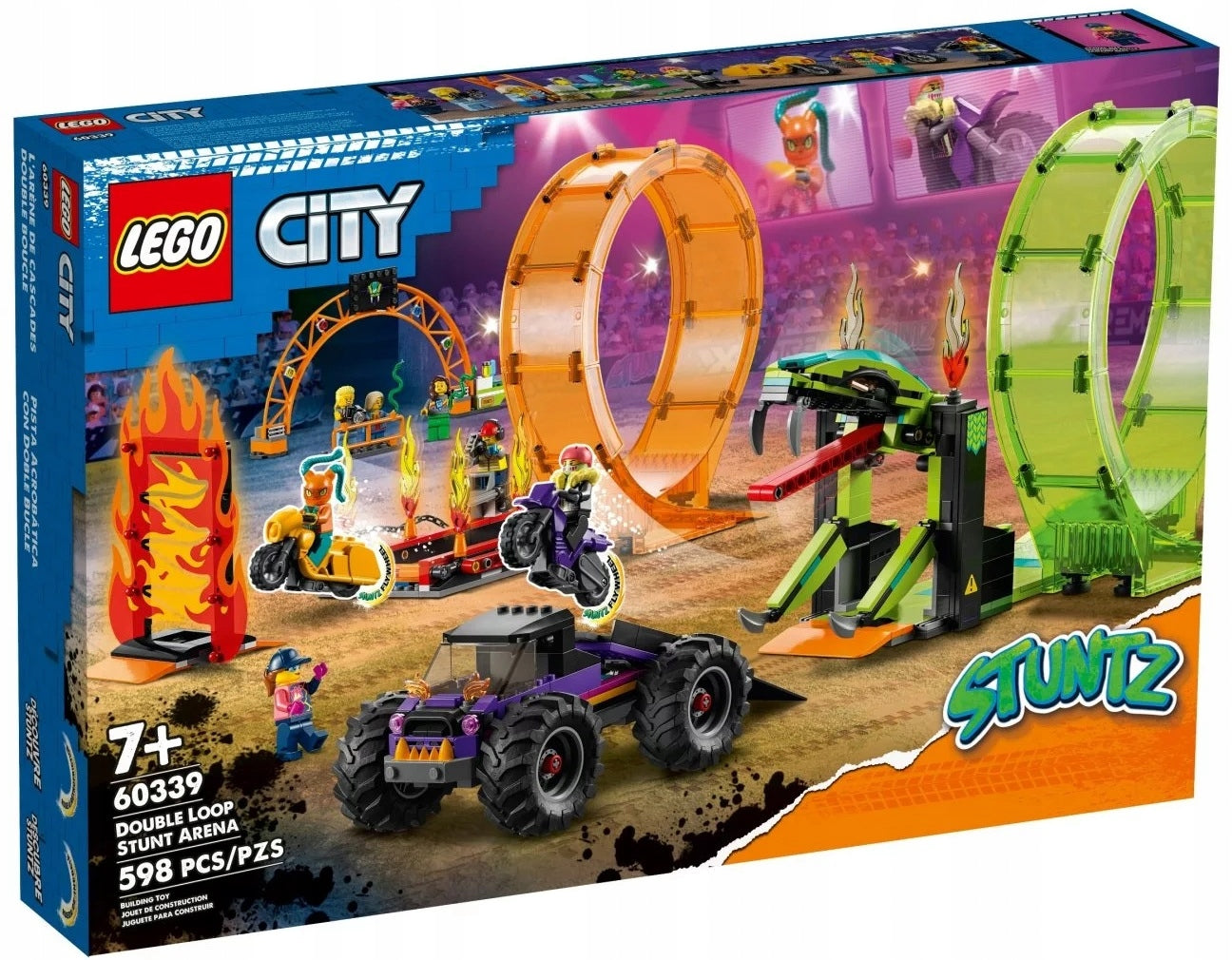60339 LEGO® City Kaskadinių triukų arena su dviguba kilpa