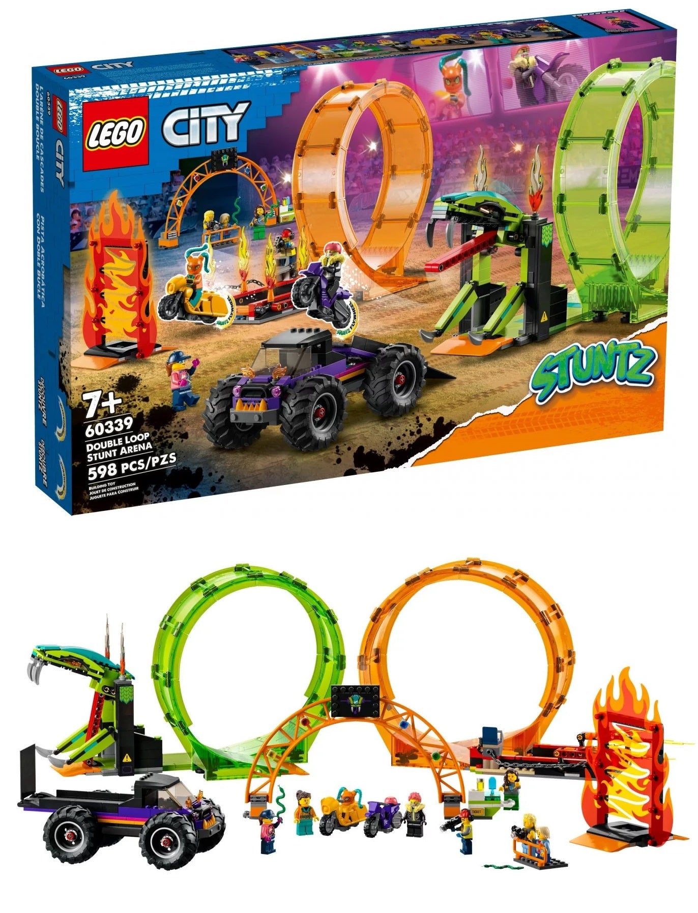 60339 LEGO® City Kaskadinių triukų arena su dviguba kilpa