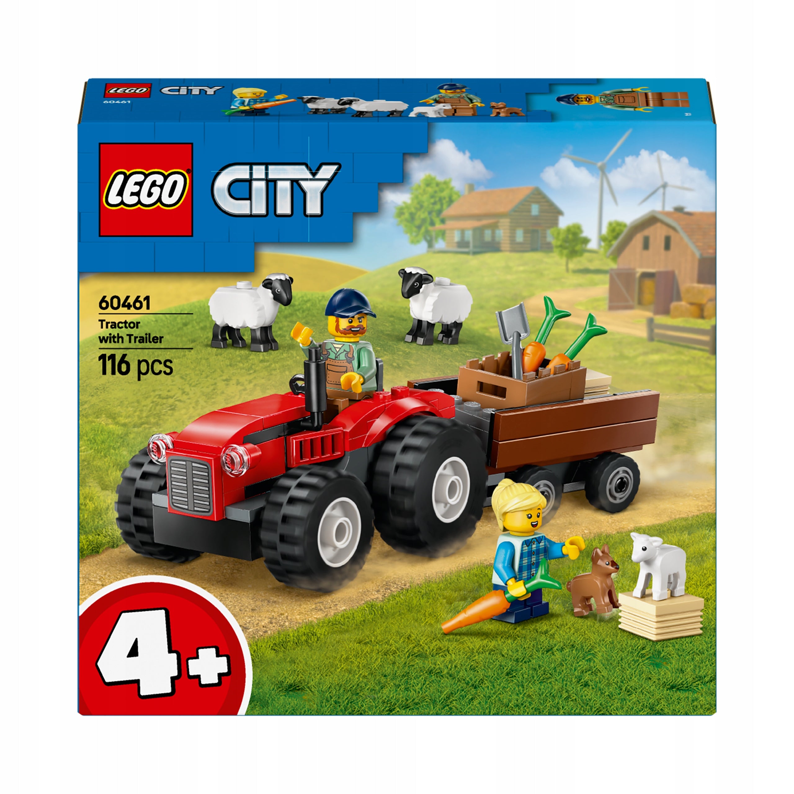 LEGO City Red tractor with trailer and sheep 60461
