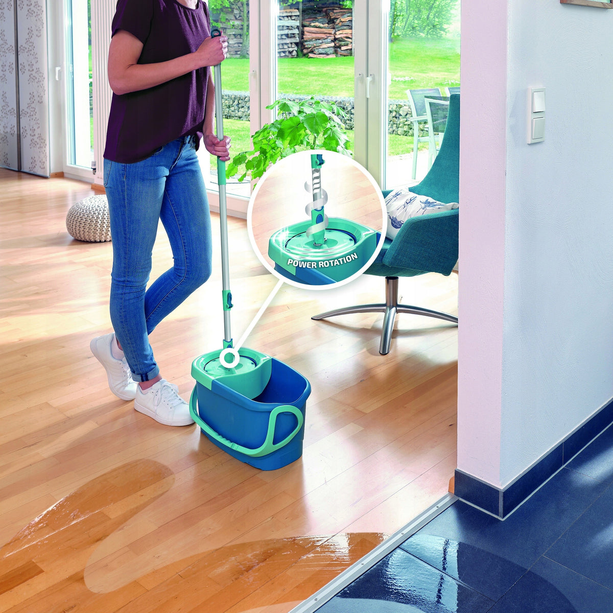 LEIFHEIT ROTARY MOP ROTARY STICK BUCKET 6L SET ROTATION DISC MOP ERGO Manufacturer code 647025025