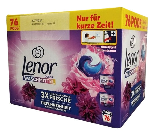 LENOR 3in1 Coloured Fabric Washing Capsules Amethyst 76 Pack