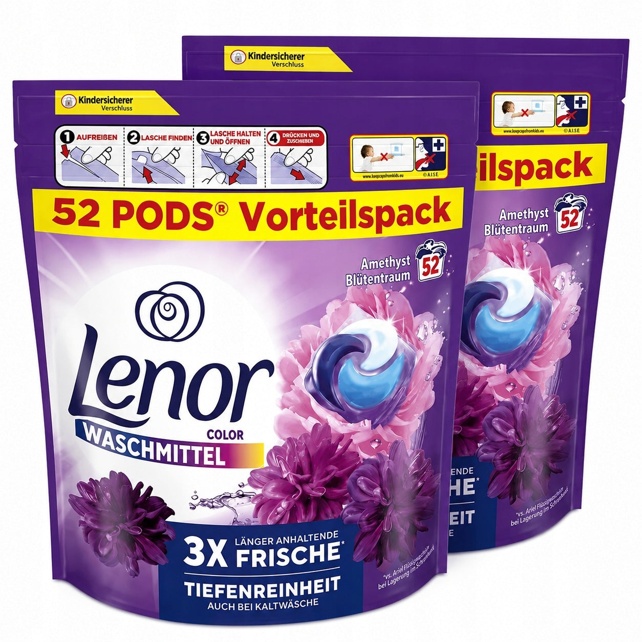 LENOR Washing capsules All-in-1 52 pcs Amethyst Blutentraum COLOUR x 2