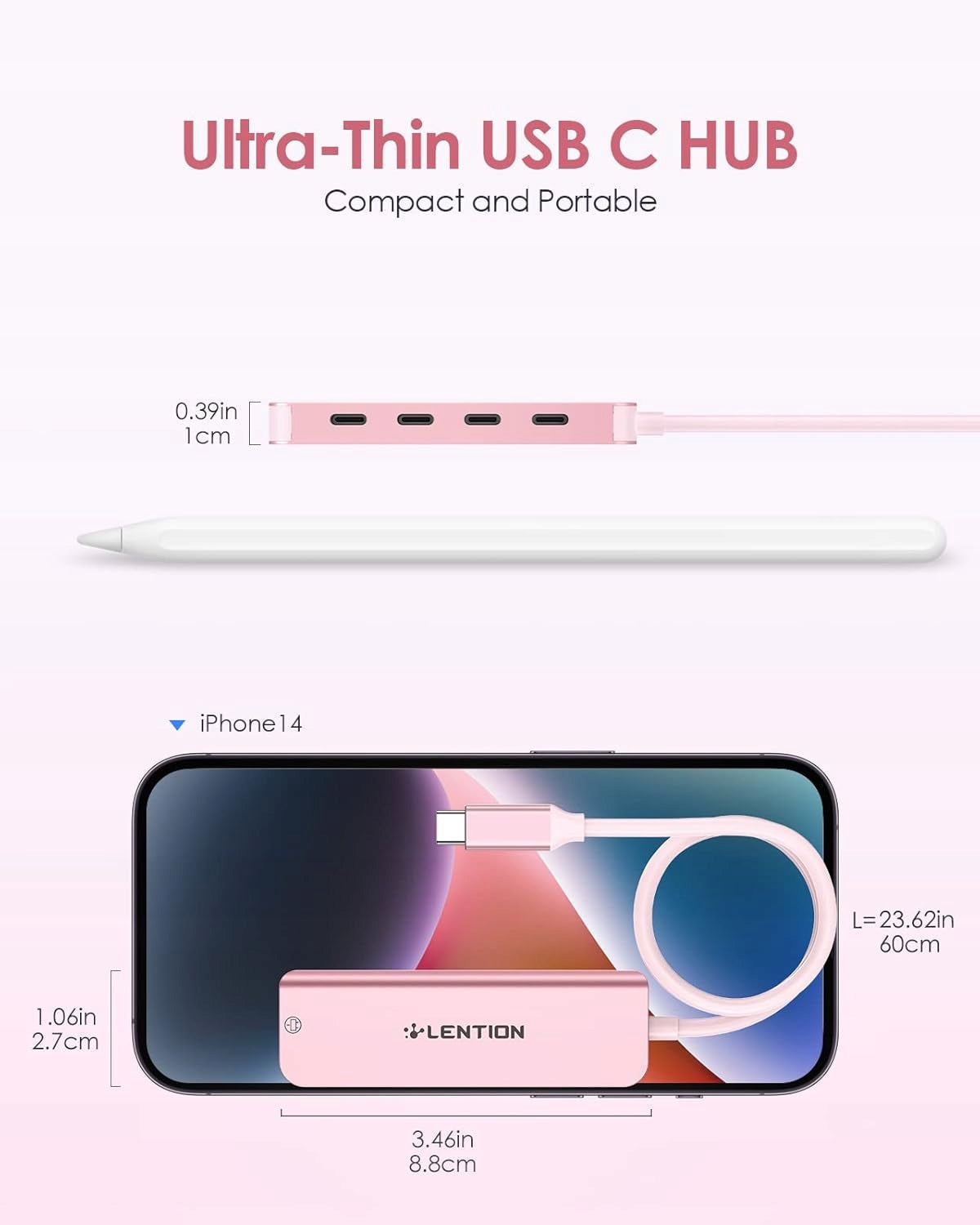 LENTION Hub USB C, 2FT Long USB C Hub Cable Multiport Adapter Manufacturer code LENTION