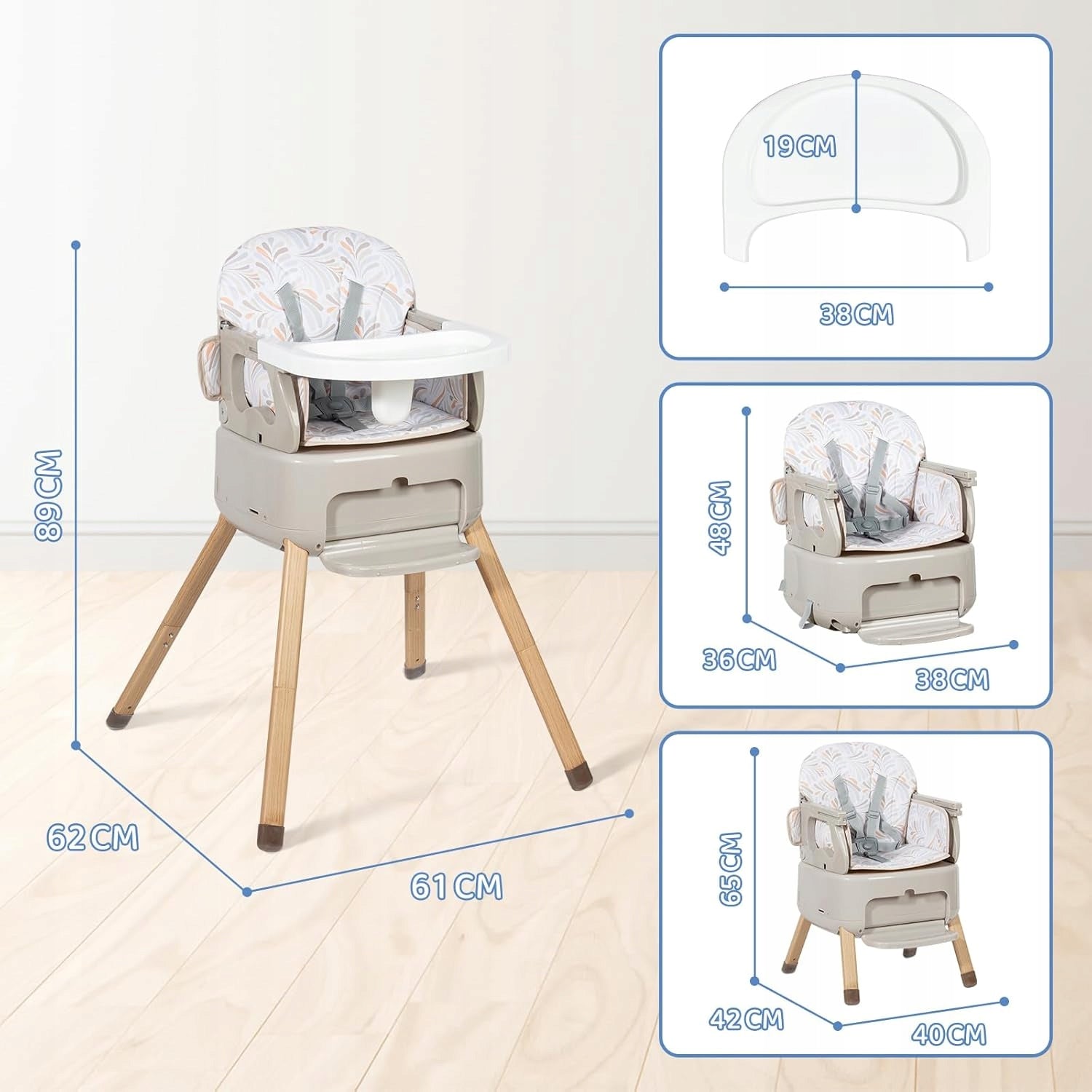 LEOGREEN 4-IN-1 ADJUSTABLE HIGH CHAIR FROM 6 MONTHS TO 3 YEARS Manufacturer code 112111
