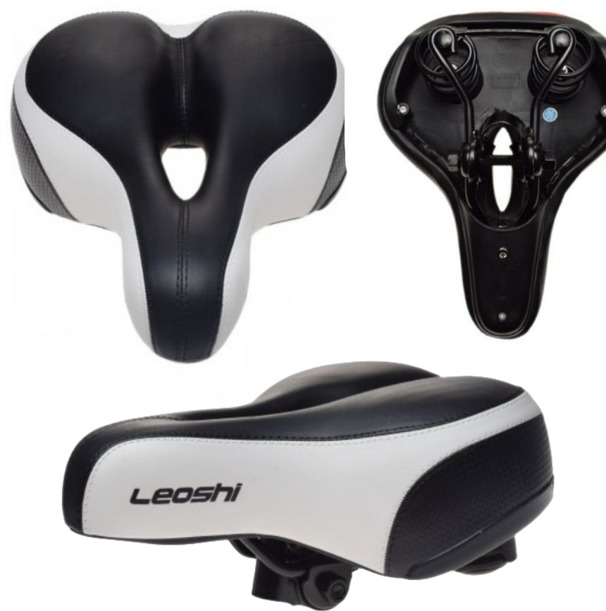 LEOSHI SEAT BICYCLE SADDLE ELASTOMER Black and White