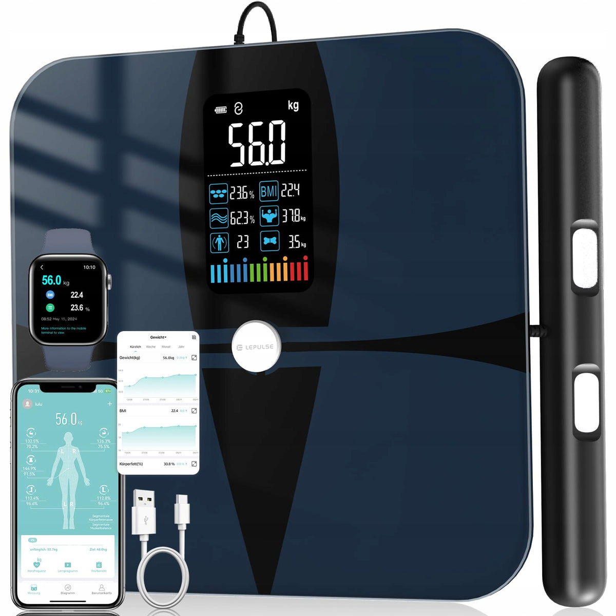 LEPULSE P1 Analysis Scale with Black App for 24 Users