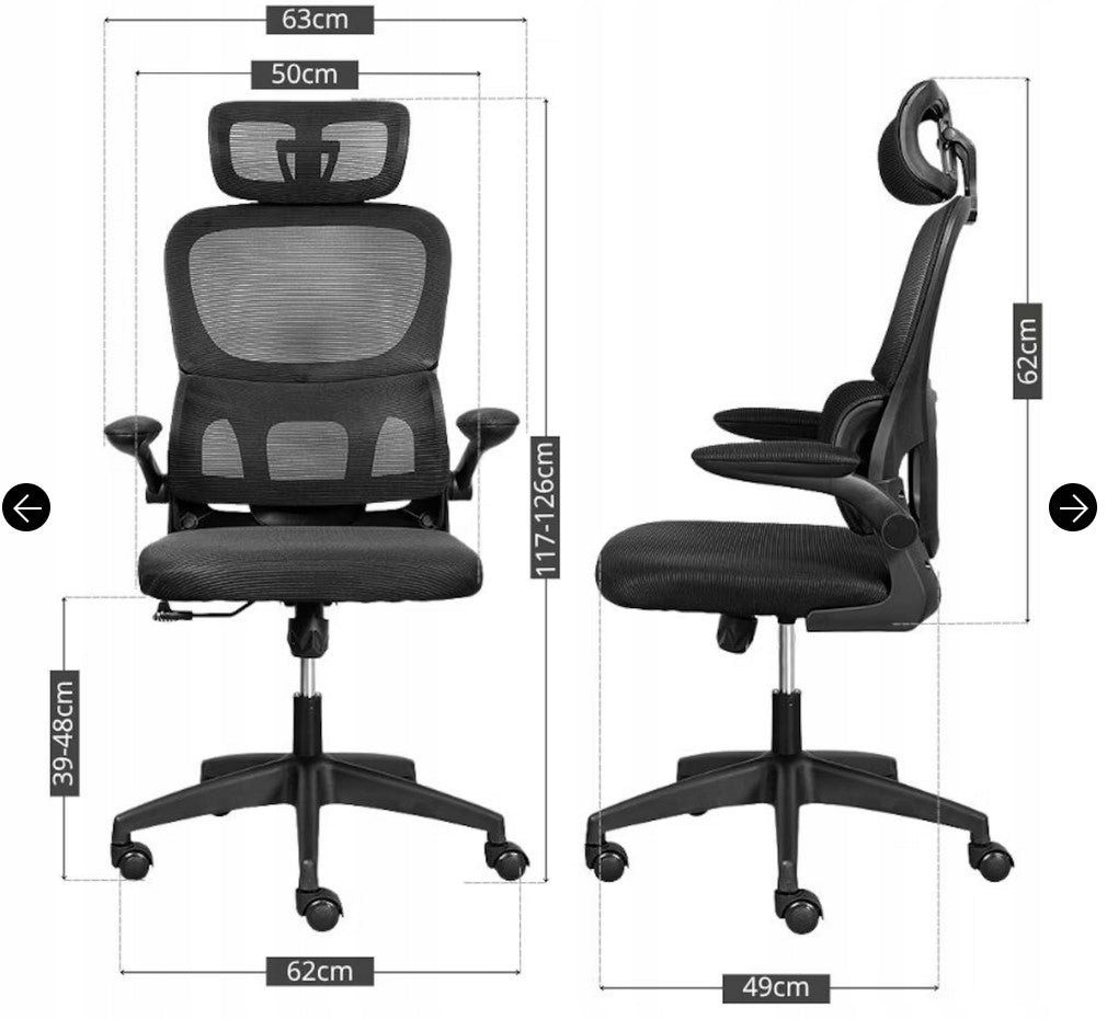 LETI Ergonomic Mesh Office Chair Headrest Tilt Adjustable Manufacturer code LETI CZARNY