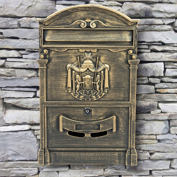 LETTER BOX NEWSPAPERS POSTAL ITALIAN A4 GOLD LARGE RETRO Color gold