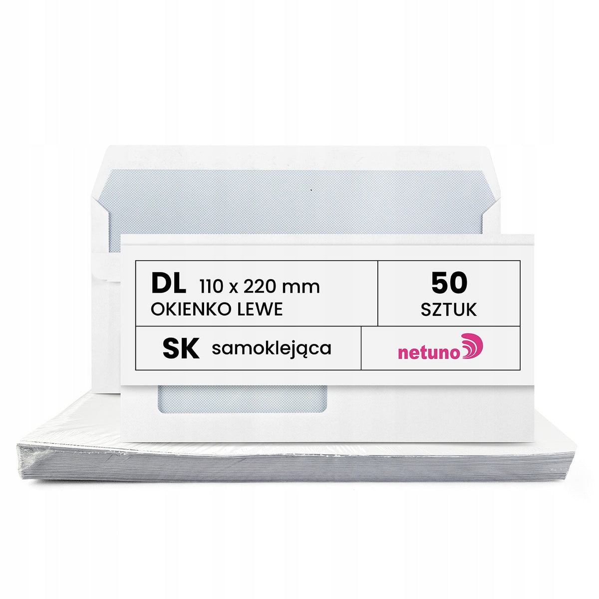 LETTER ENVELOPES DL SK SELF-STICKING OFFICE WHITE WITH LETTER WINDOW 50PCS.