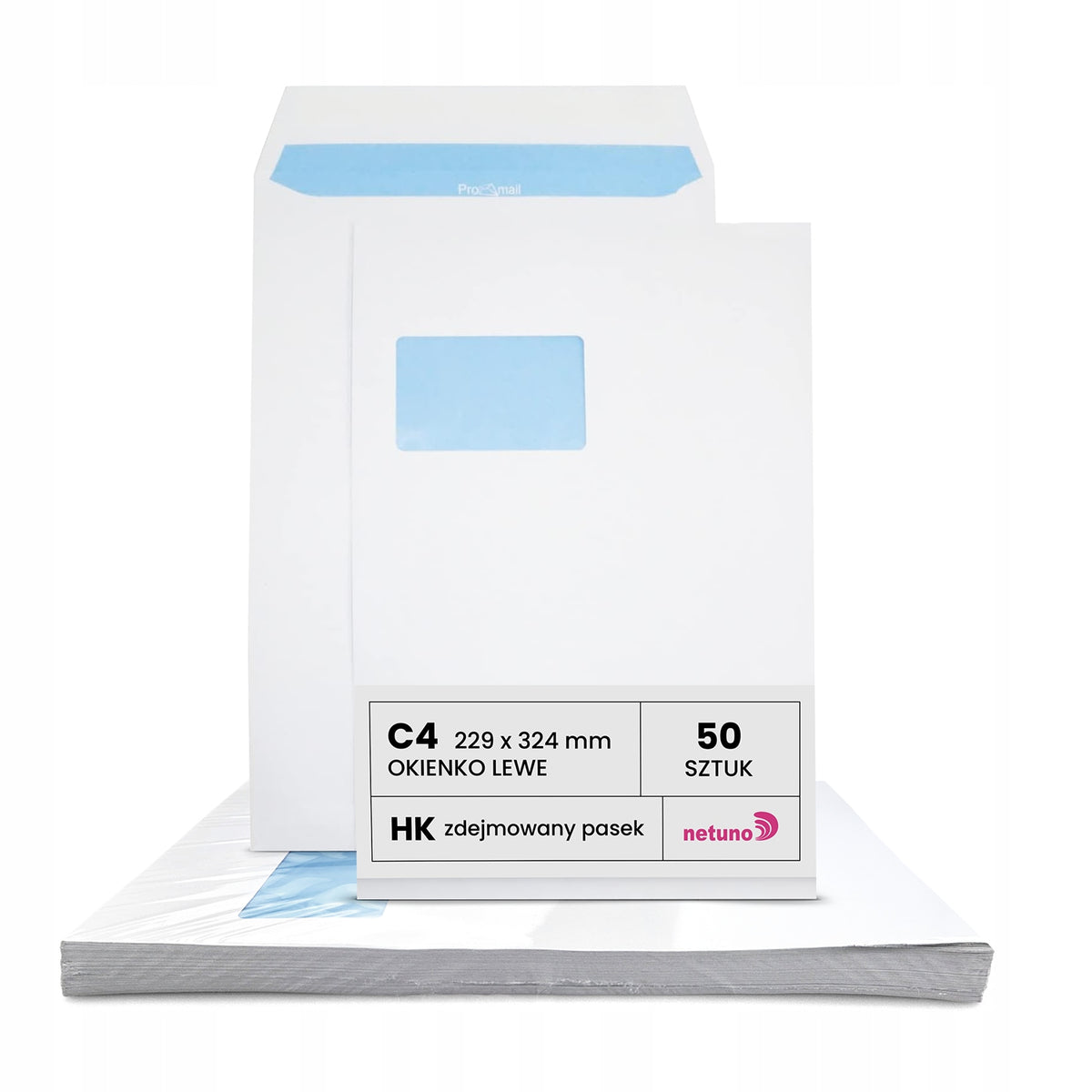 LETTER ENVELOPES WITH WINDOW C4 HK SELF-STICKING WITH STRIP WHITE OFFICE 50PCS