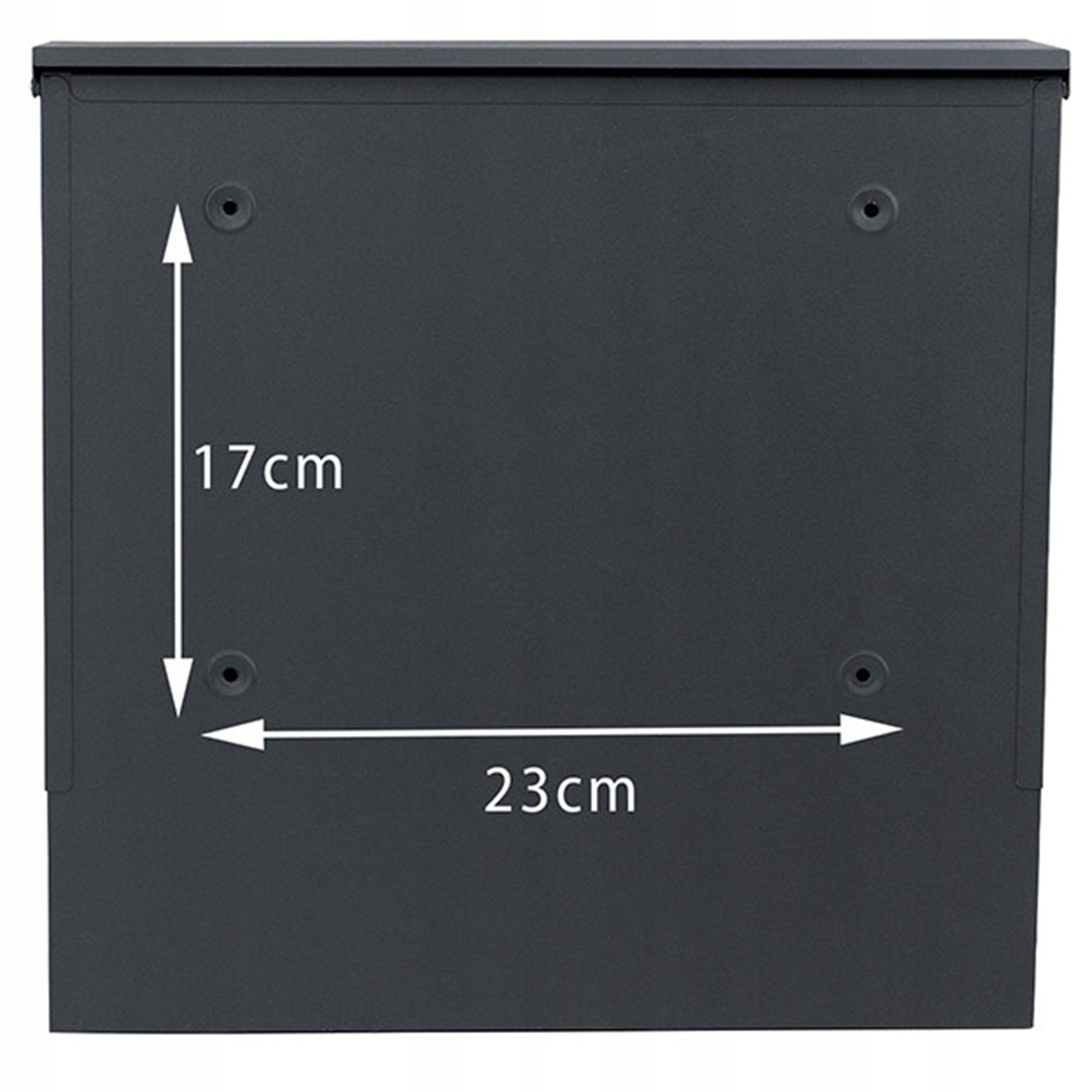 LETTERBOX WITH ADDRESS Inscription House Number UV PRINTING ANTHRACITE + STEEL Box type slot with a newspaper holder