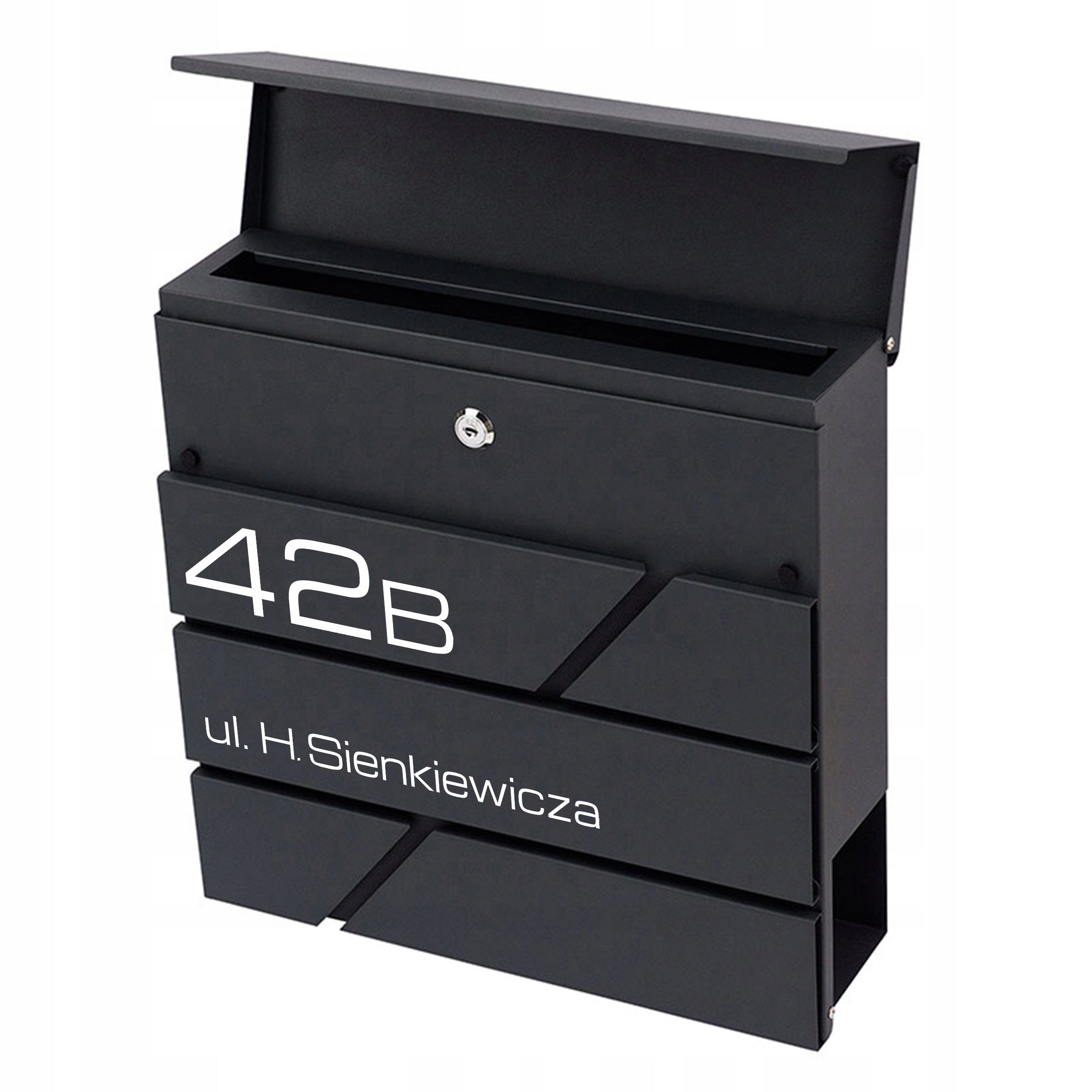 LETTERBOX WITH HOUSE NUMBER INSCRIPTION PRINT UV ANTHRACITE Manufacturer code Skrzynka na listy z numerem domu SN3642-1-D