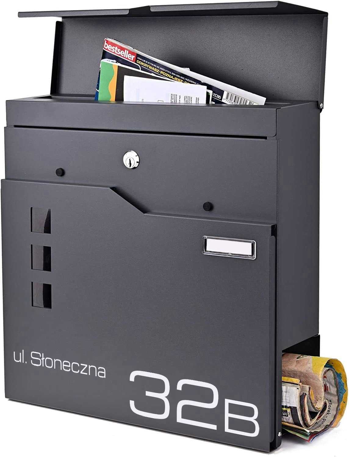 LETTERBOX WITH HOUSE NUMBER INSCRIPTION PRINT UV ANTHRACITE Packaging status original
