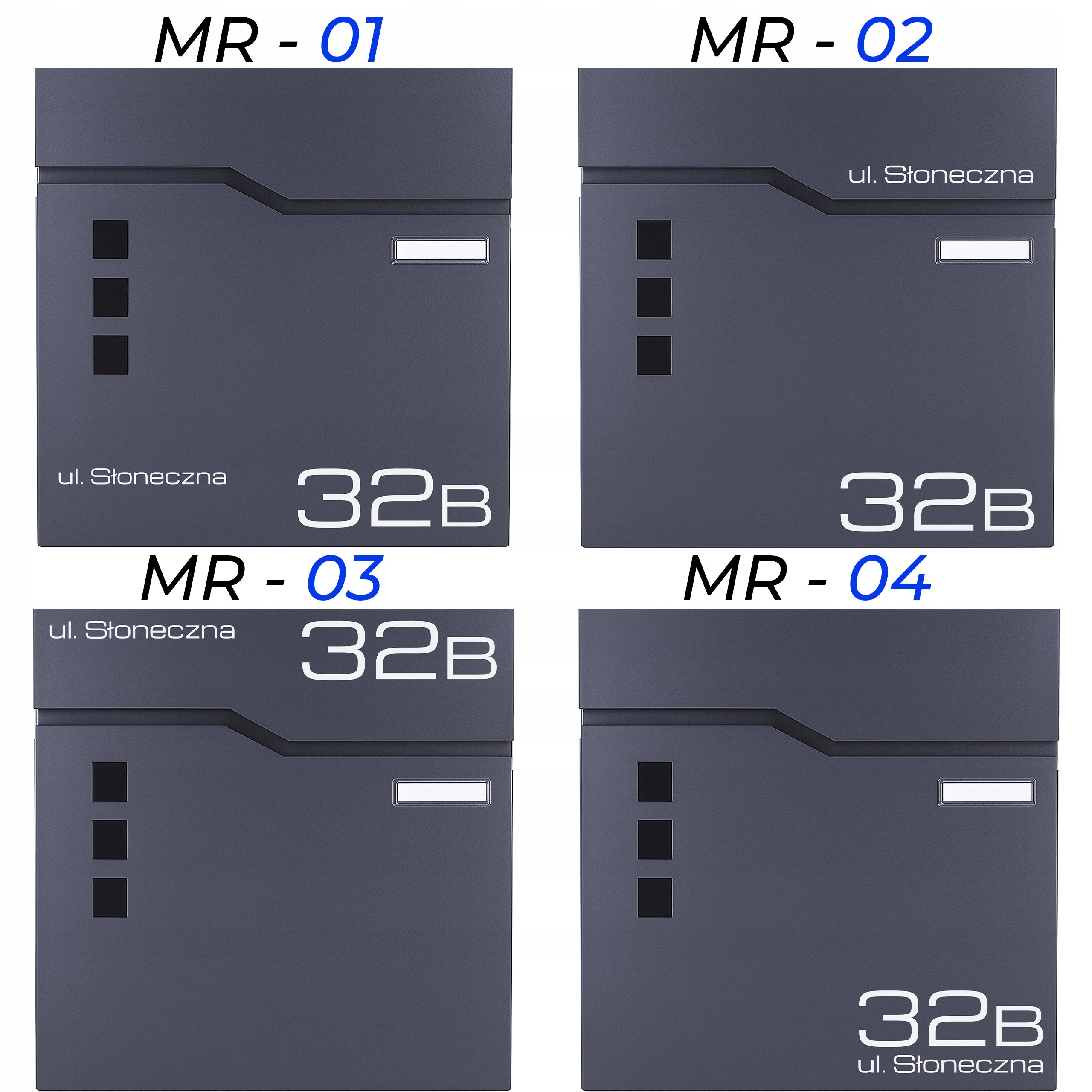 LETTERBOX WITH HOUSE NUMBER INSCRIPTION PRINT UV ANTHRACITE Product width 37 cm
