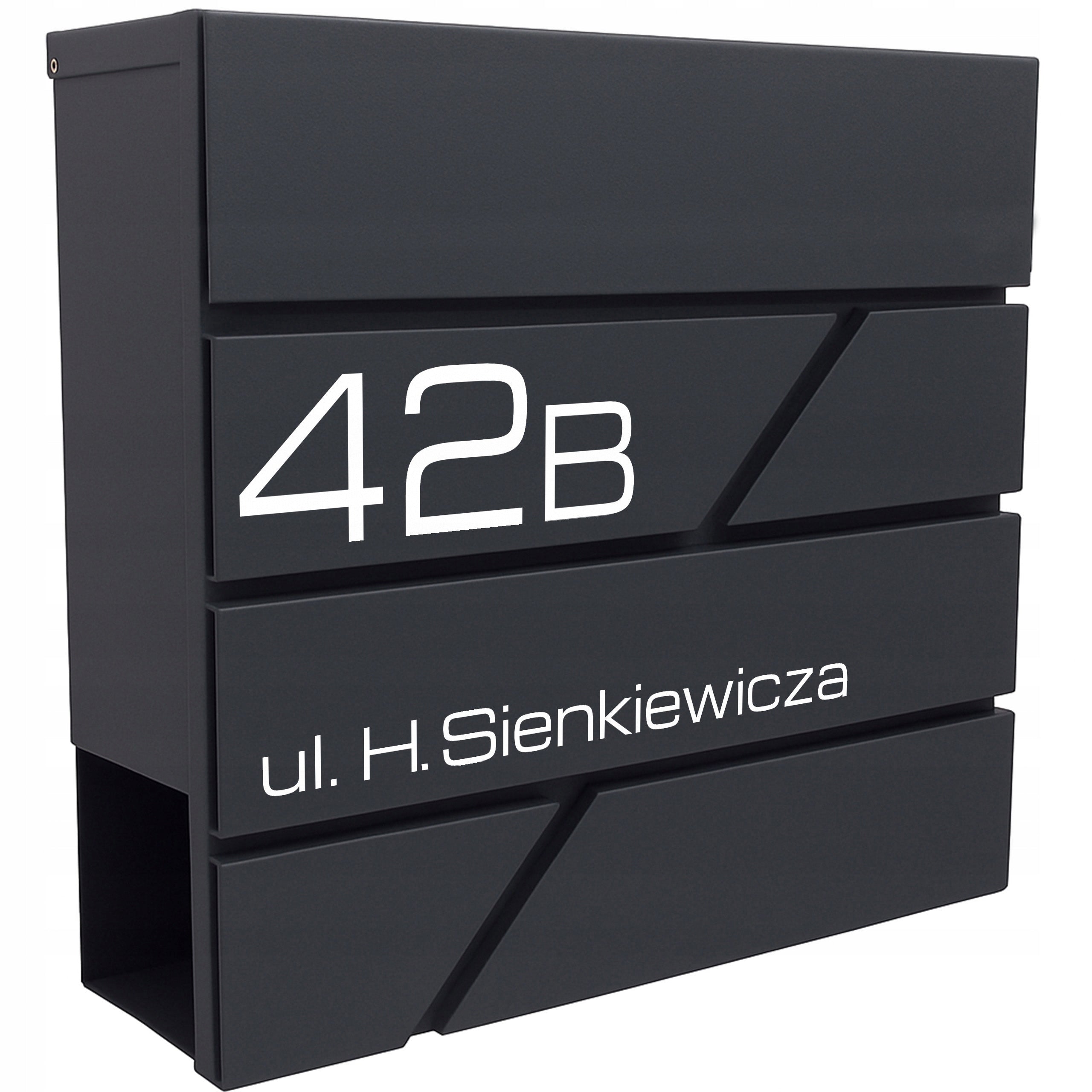 LETTERBOX WITH HOUSE NUMBER INSCRIPTION PRINT UV ANTHRACITE