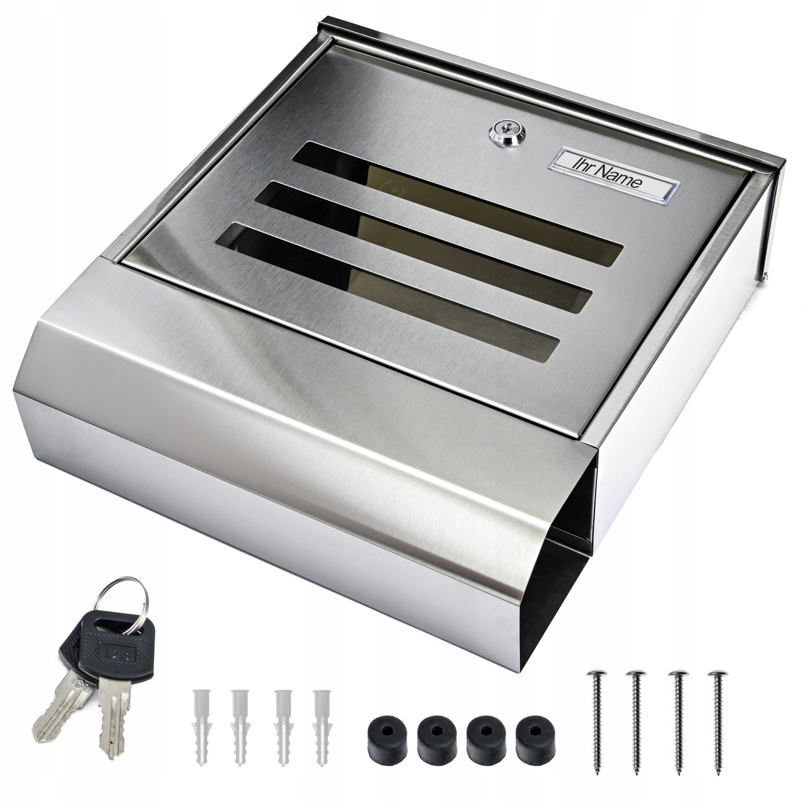 LETTERBOX stainless steel postal newspaper inox with newspaper QUALITY Product height 33 cm