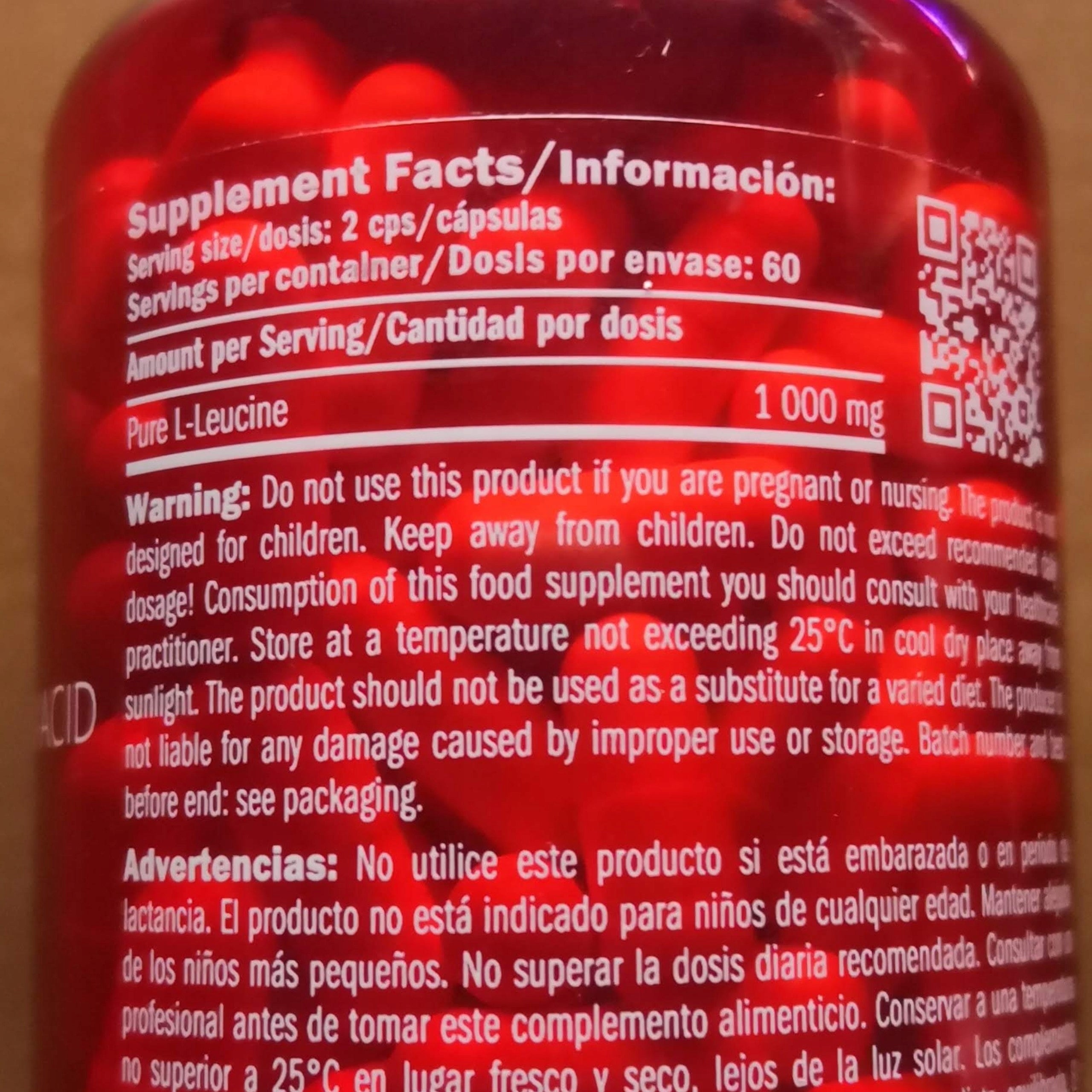 LEUCINE AMINO ACIDS AMIX L-Leucine PURE 1000mg Packaging status original