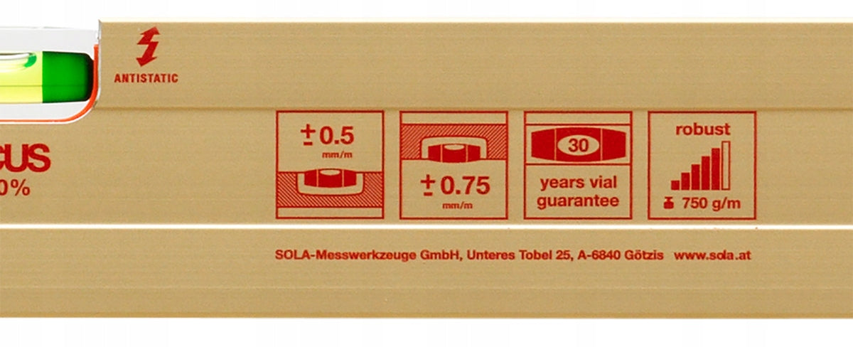 LEVEL AND VERTICAL INDICATOR UP TO 50 CM 01160701 SOLA Manufacturer code 01160701