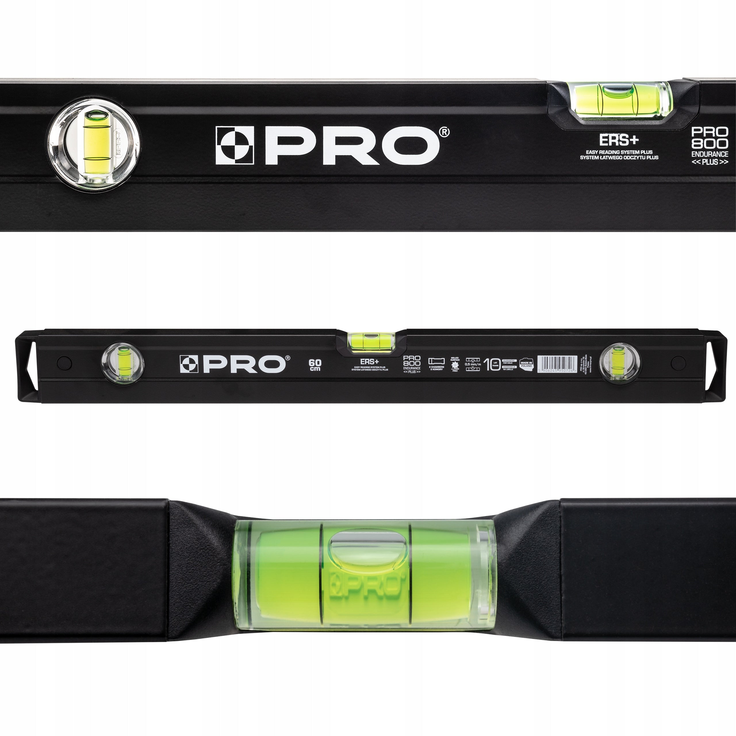 LEVEL PRO800 PAINTED BLACK ONE-SIDED MILLED 60 CM