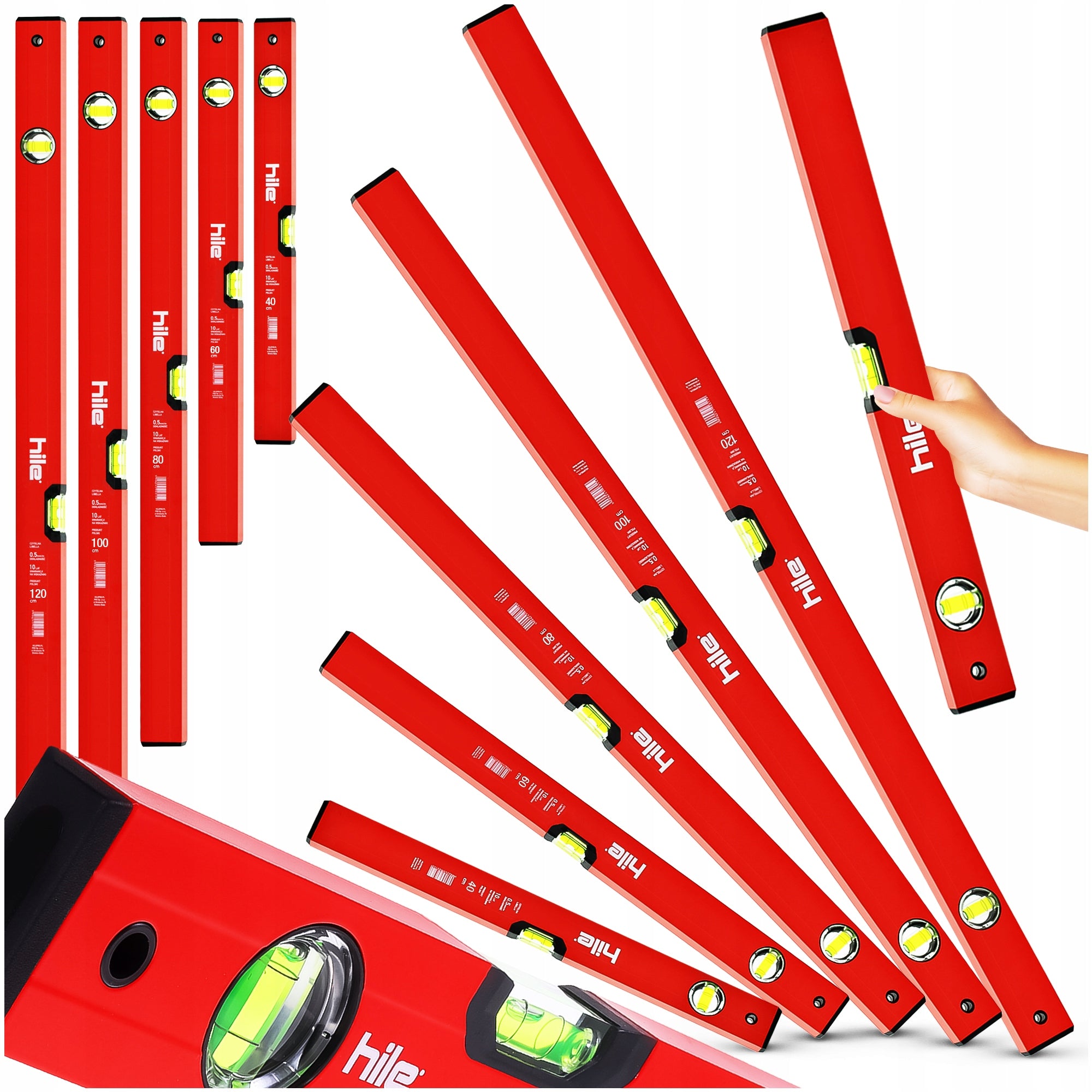 LEVELS Pro Hile SET OF 5 pcs 40/60/80/100/120 cm ALUMINIUM Levels
