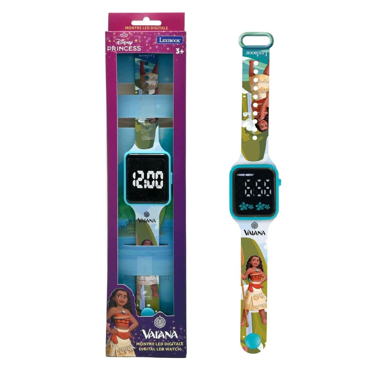 LEXIBOOK Disney Moana Digital Watch for Kids Adjustable Strap