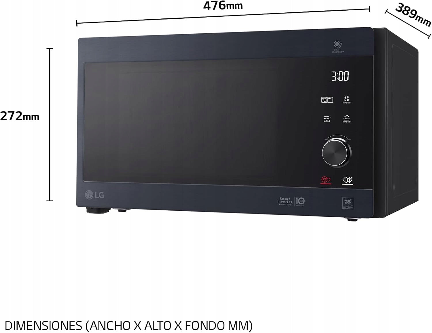 LG Microwave Grill MH6565CPW 1000W Smart Inverter 25L matt black Brand LG