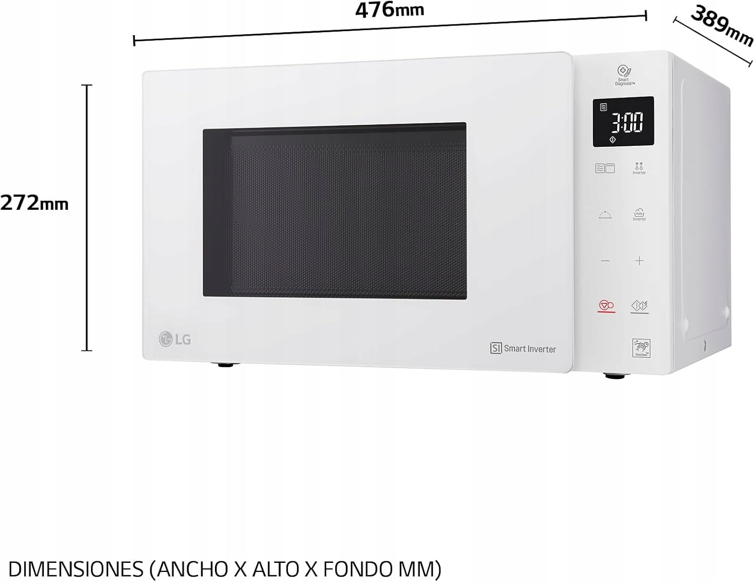 LG Microwave Smart Inverter Grill 25L 1000W Freestanding White Brand LG